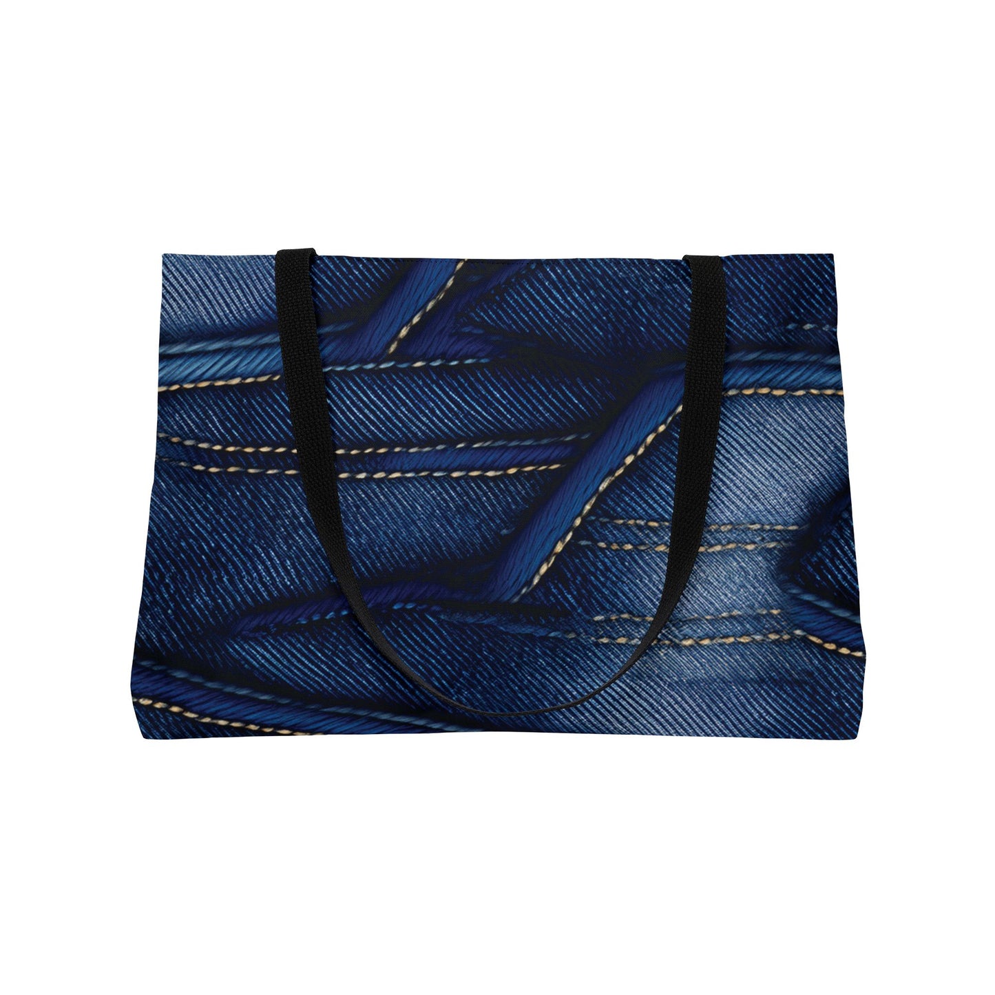 Denim Print Weekender Bag High-Quality 100% Spun Polyester 24x13 Canvas Bag 7