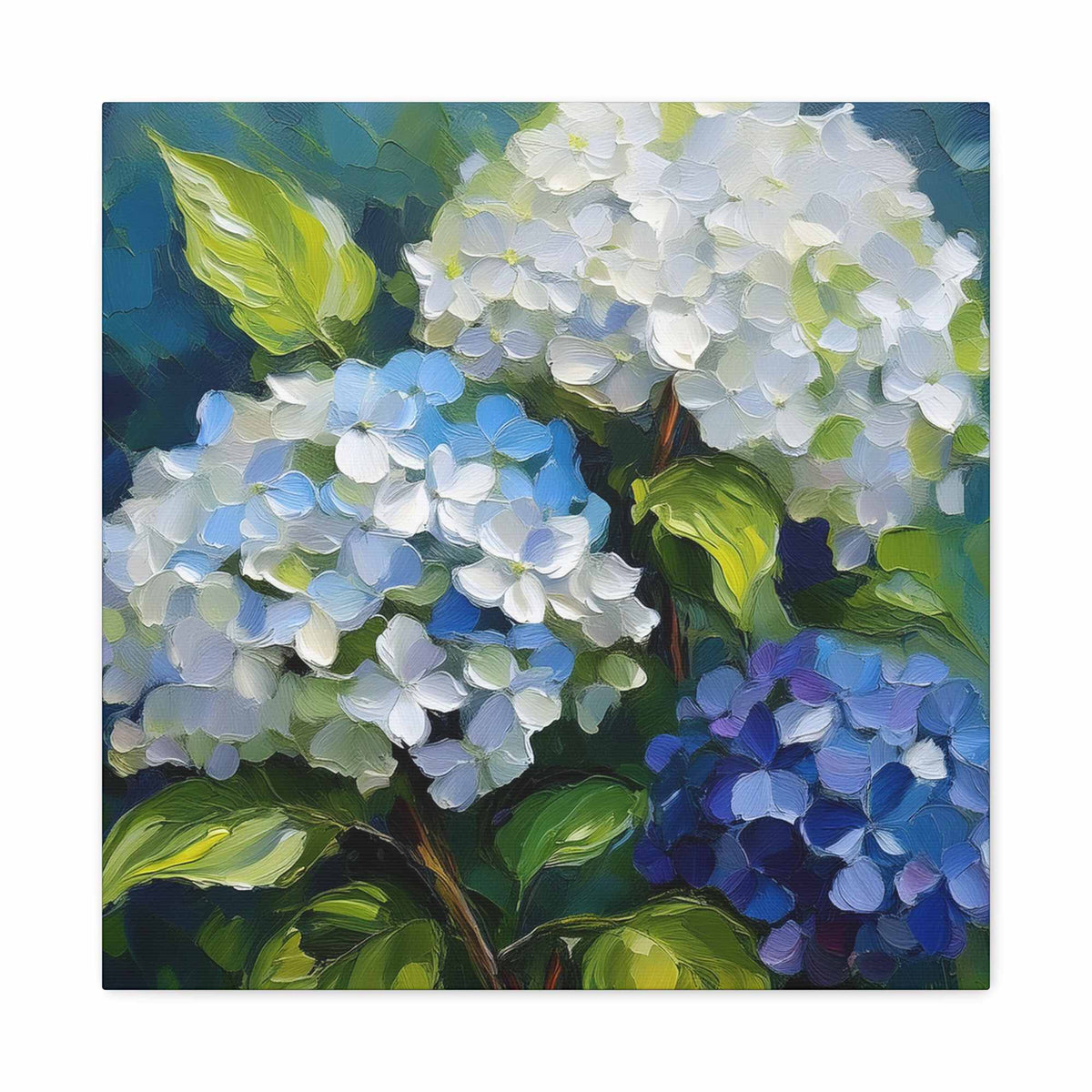 Hydrangeas Print Canvas, Flowers Oil Paint Print 20x20, 24x24, 30x30, 32x32, 36x36, Floral Art Design Print Non-Frame MC-30