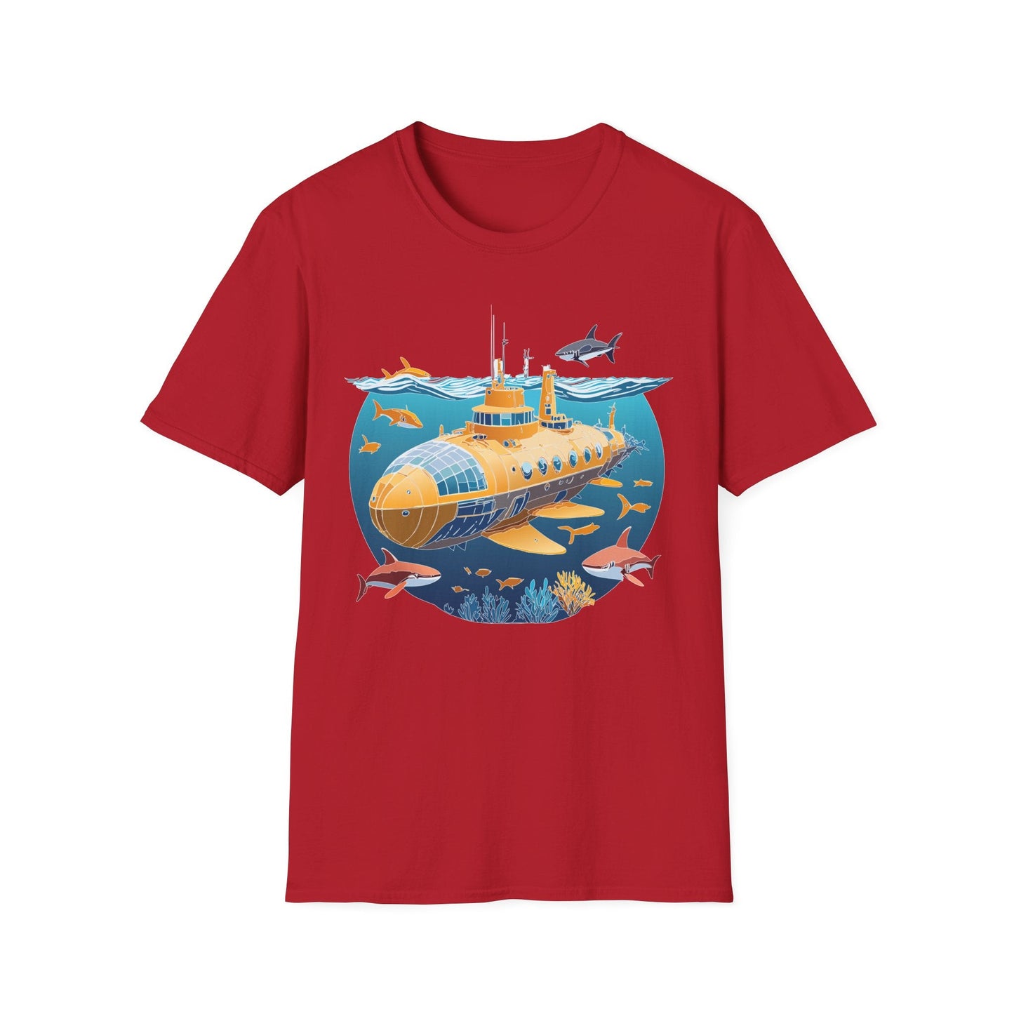 Ocean Themed Unisex Softstyle T Shirt 100 Percent Ring Spun Cotton U Boat Design Tee Everyday