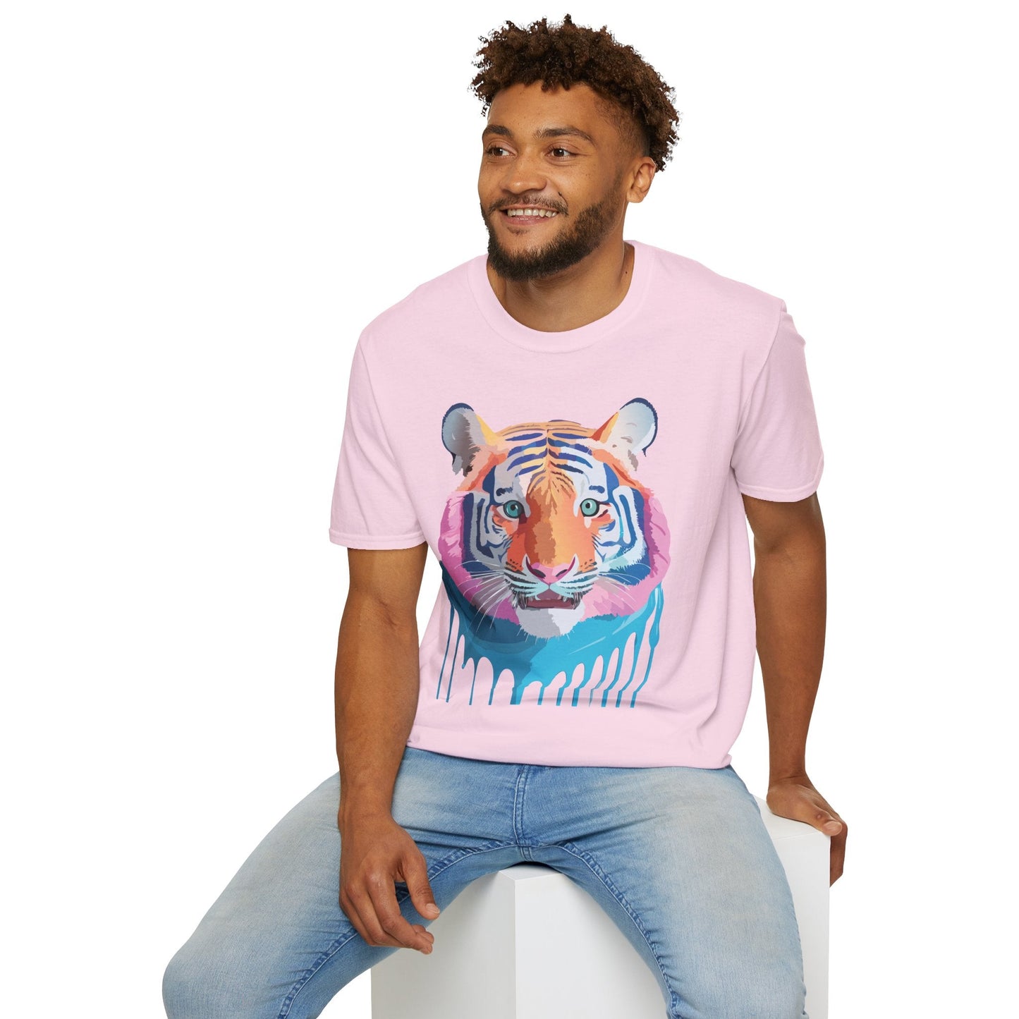 Tiger Print Unisex Softstyle Breathable Cotton Tee 64000 Gildan Shirt
