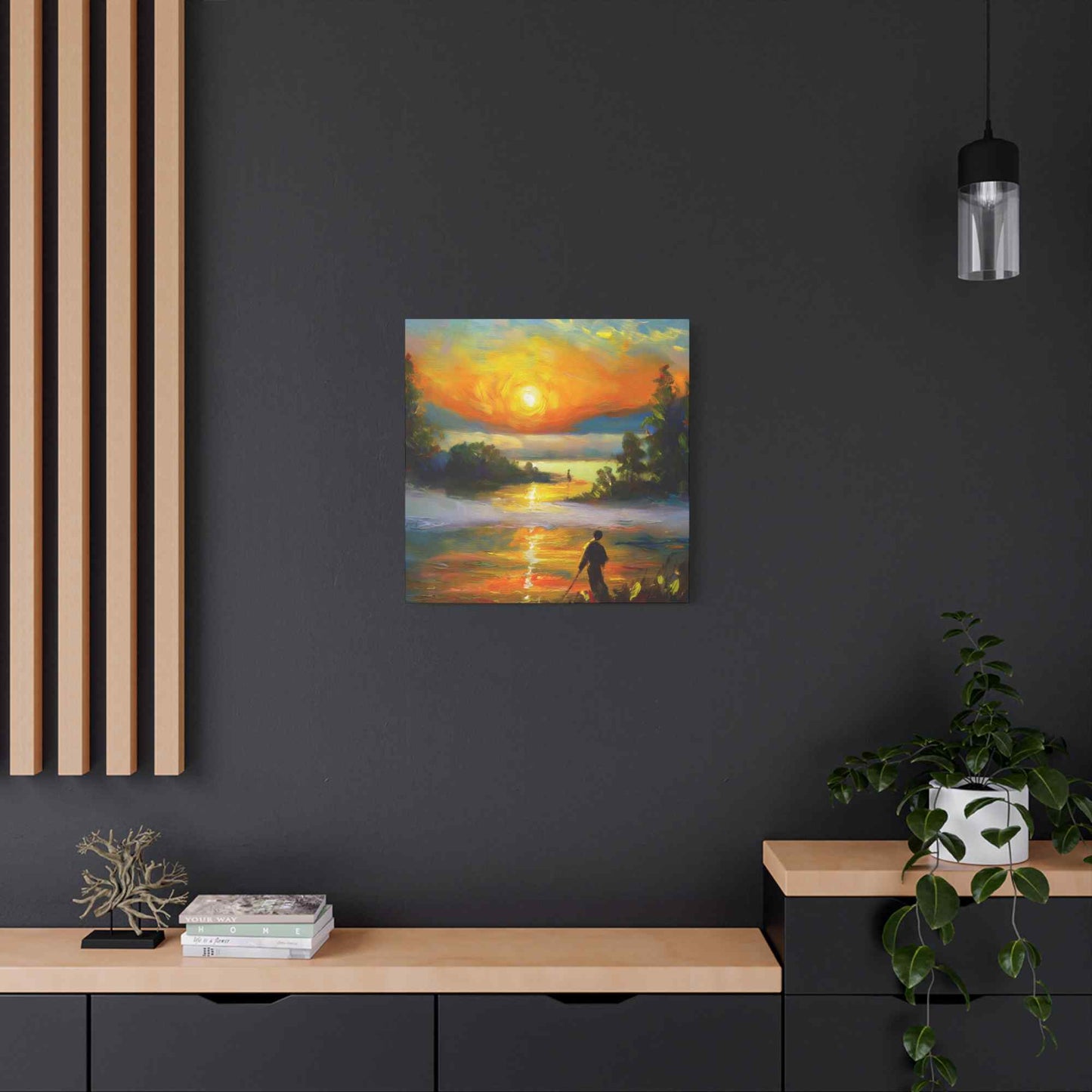 Sunrise Print Canvas, Oil Paint Print 20x20, 24x24, 30x30, 32x32, 36x36 Art Design Print Pine-Wood Inner Frame MC-40