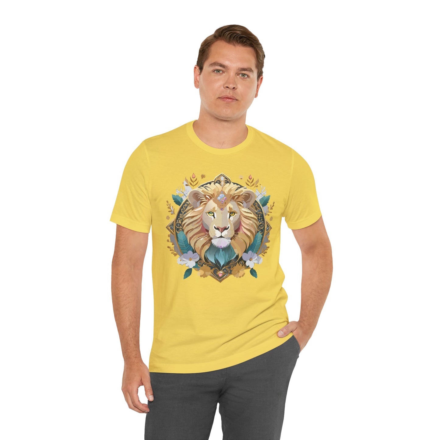 Unisex Lion Graphic Tee, Animal Shirt, Tee Shirt with Lion, Medallion T-Shirt, Animal Medallion Tees 2