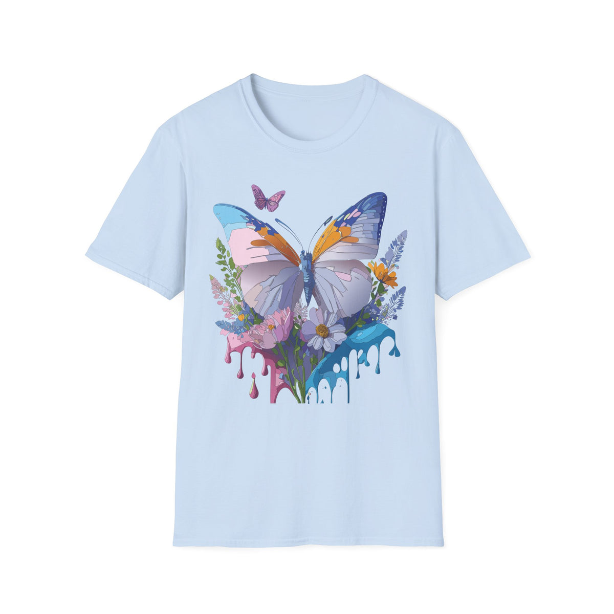 Butterfly Splash T-Shirt — Colorful Floral Drip Graphic Tee Unisex 100 Cotton Gildan T-Shirt