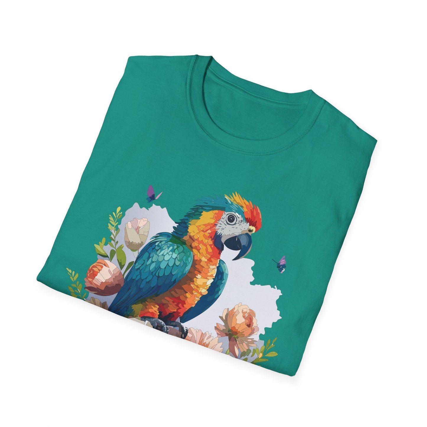 Bird T Shirt Floral Bird Print Unisex Softstyle Cotton Tee Animal Graphic Tee For Everyday Wear