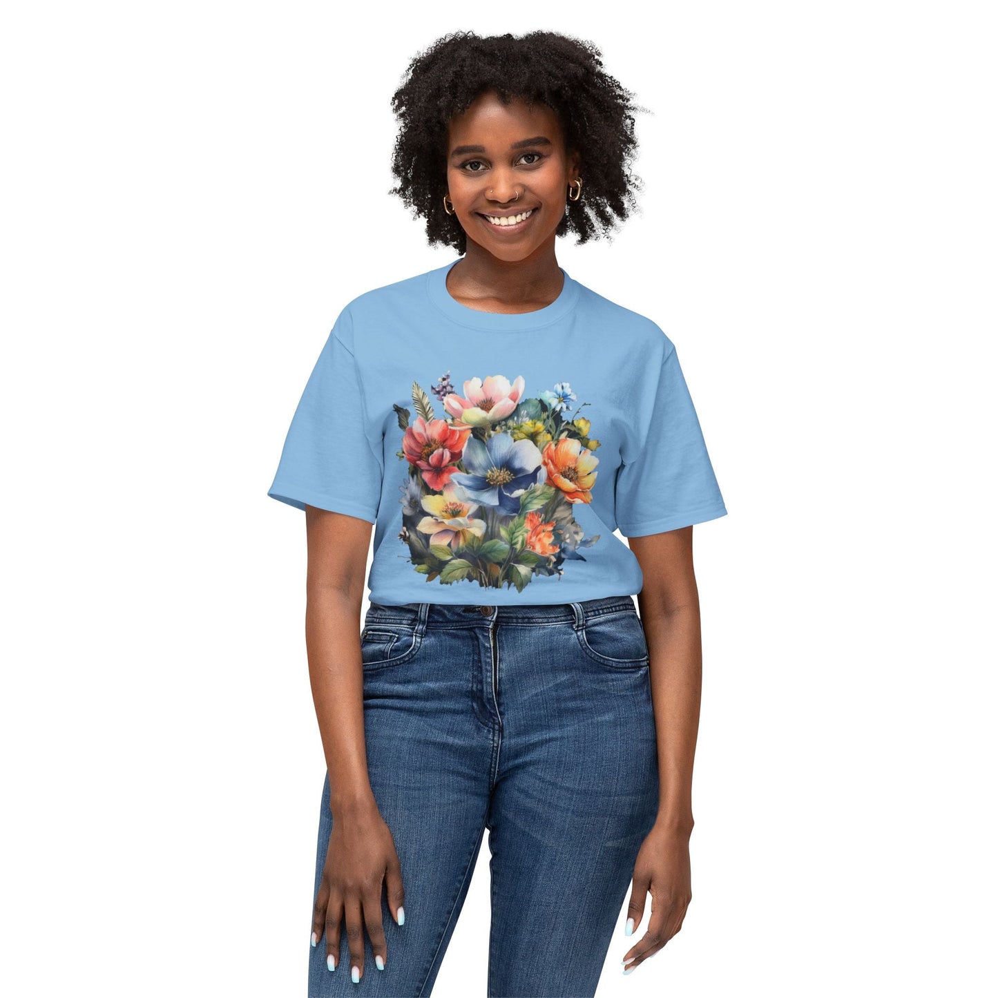 Unisex Floral T Shirt With Vintage Flower Art Print Premium Cotton Tee Soft Breathable Everyday Wear
