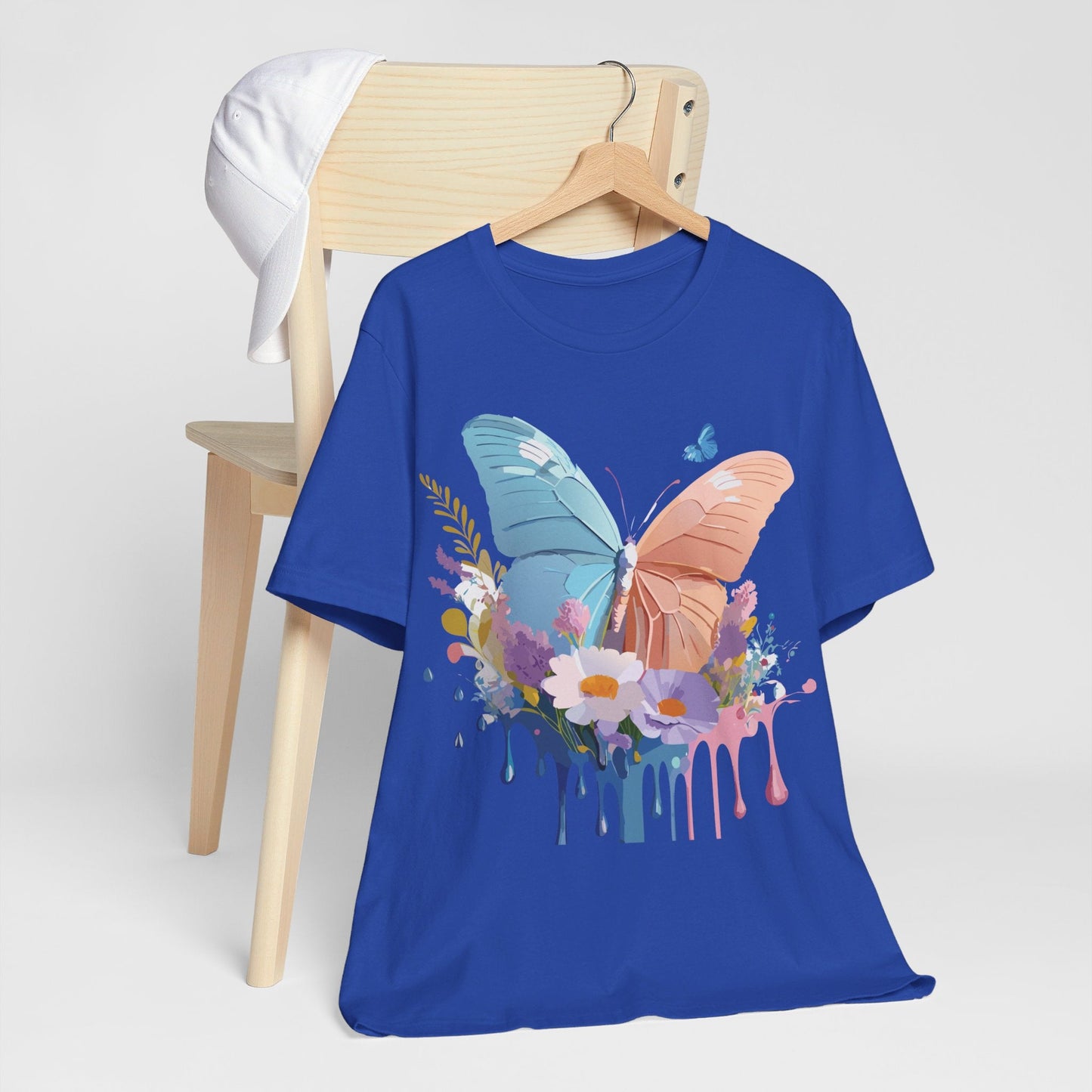 Butterfly Graphic Unisex 100 Cotton Lightweight Vintage Floral Design Jersey Tee 3