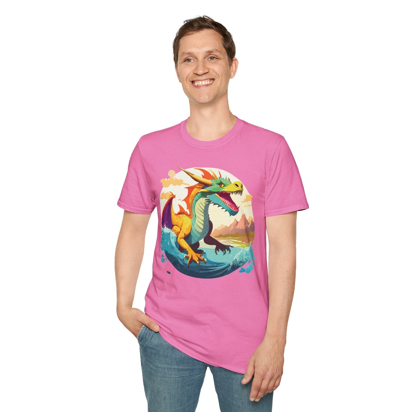 Dragon Graphic Unisex Cotton Softstyle Art Design Tee With Animals 13