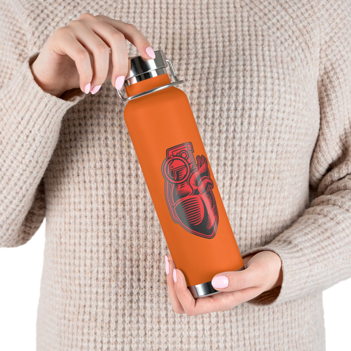 22oz Copper Insulated Water Bottle with Cartoon Design - CV89