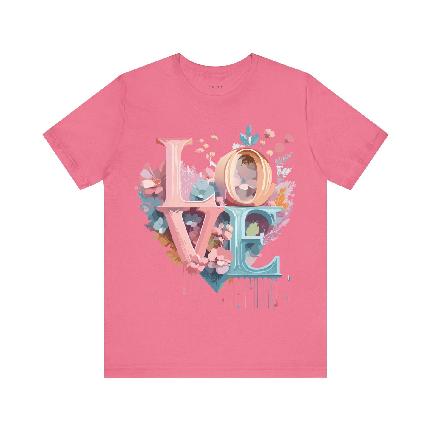 Valentine Day Graphic Unisex 100 Cotton Vintage Artwork with Love and Flower Design Tee 53
