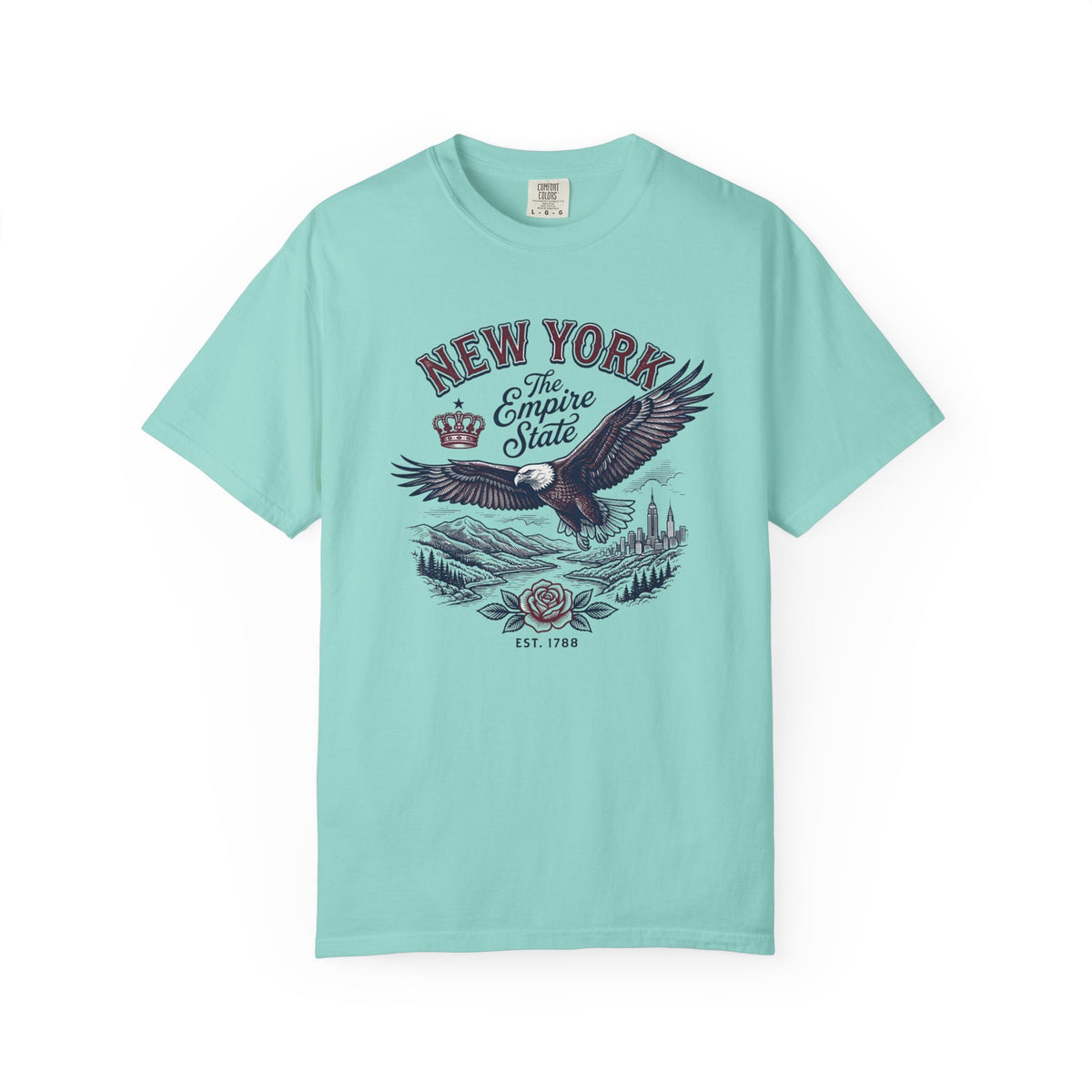 New York Empire State Eagle Vintage Travel Tourist Graphic Gift Tee Unisex 100 Cotton Comfort Colors T-Shirt