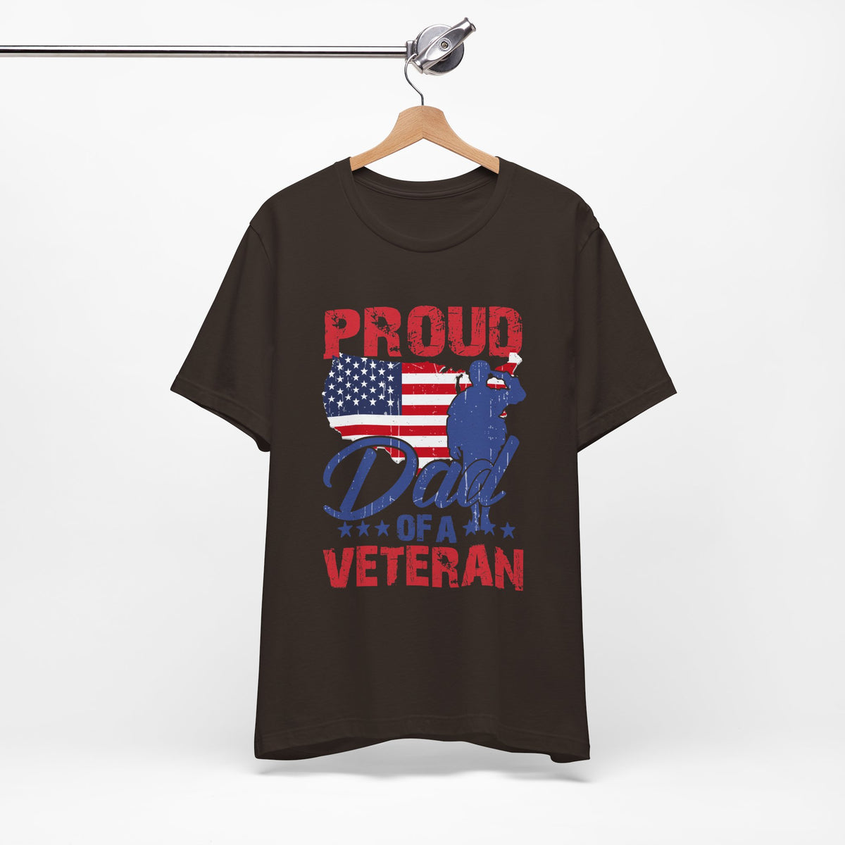 Proud Dad of a Veteran T-Shirt American Flag Veteran Dad Unisex Cotton Tee v9