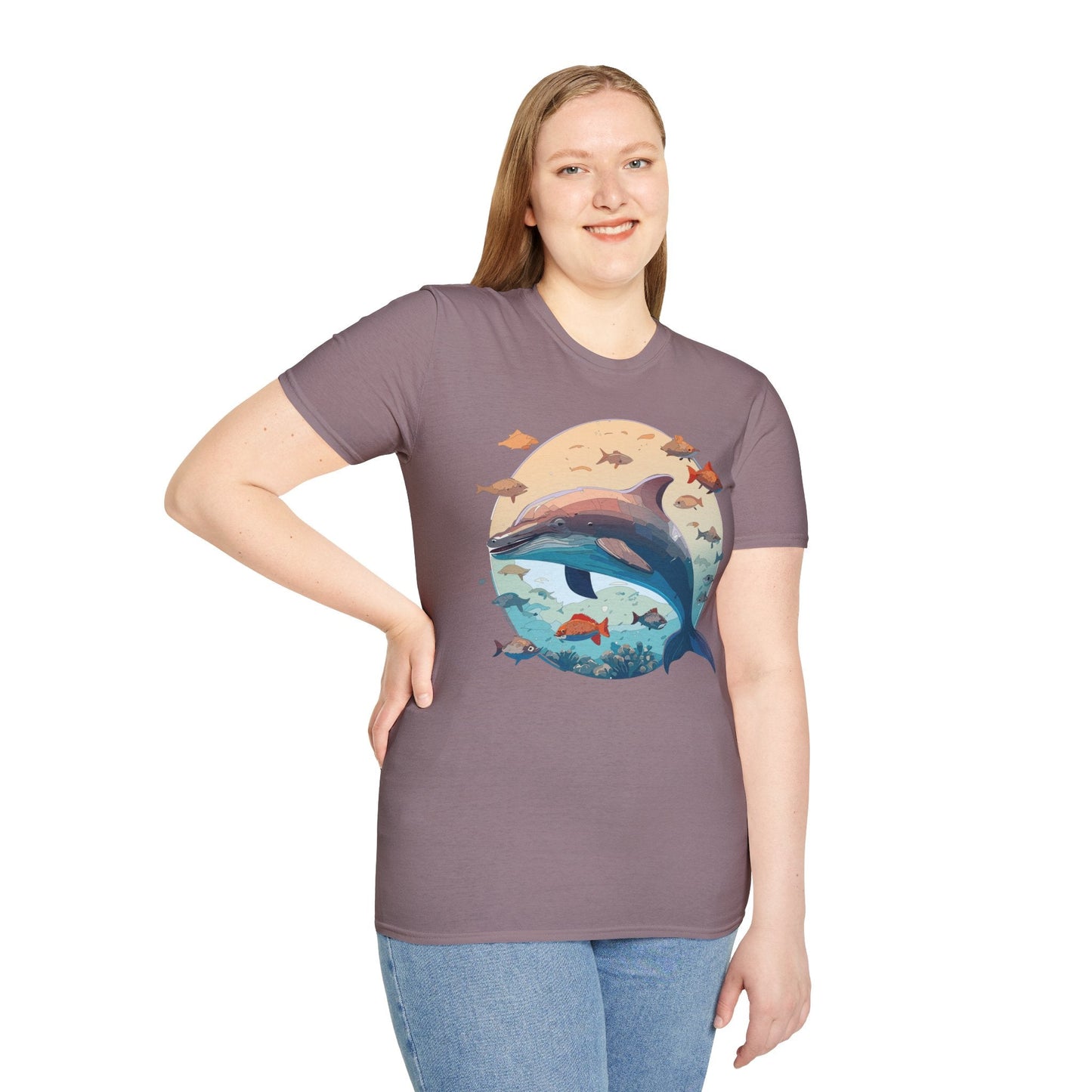 Dolphin Shirt Unisex Softstyle T Shirt 64000 100 Percent Ring Spun Cotton Tee For Everyday Comfort