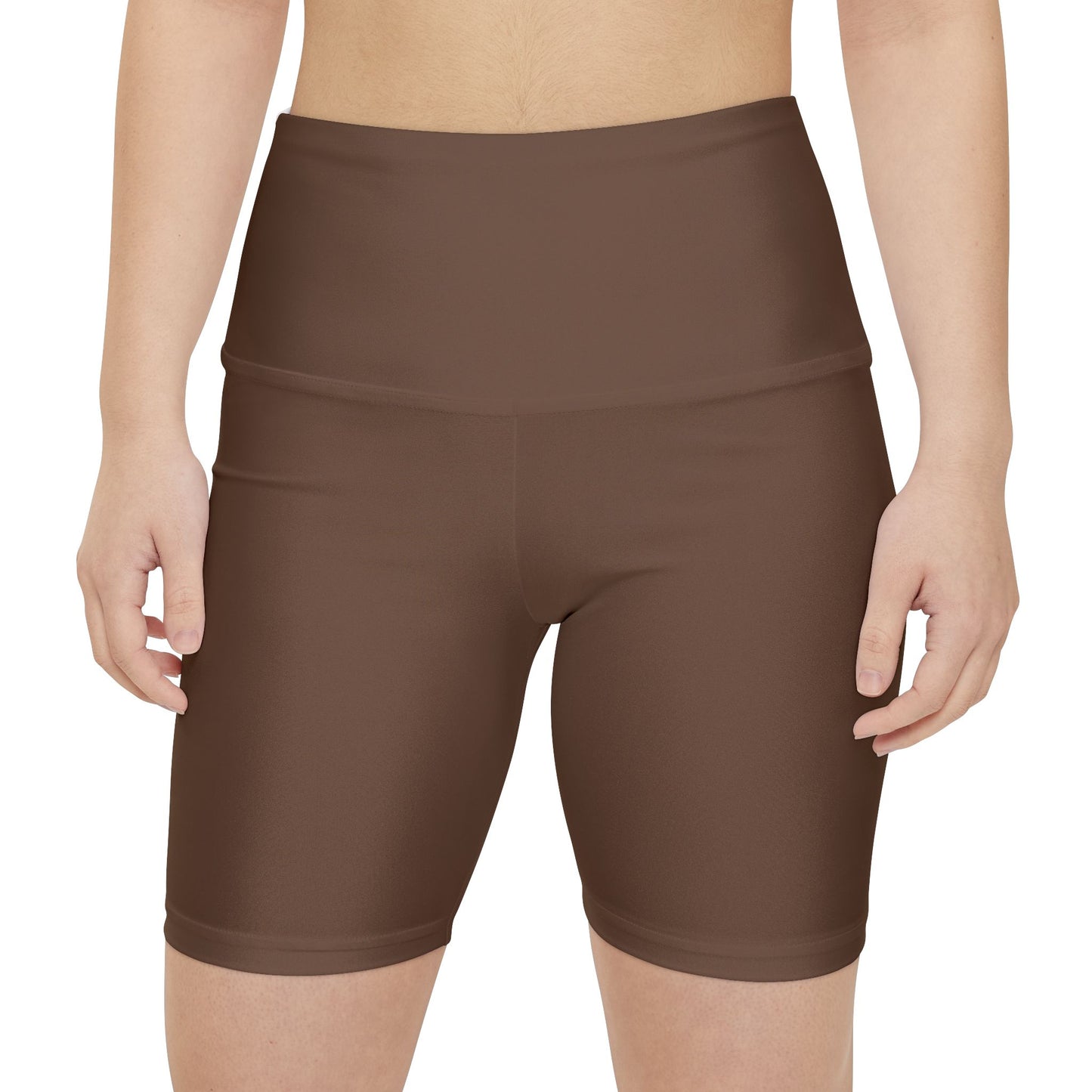 Coffee Bean Brown Women's Workout Shorts — High-Waist Athletic Bike Shorts