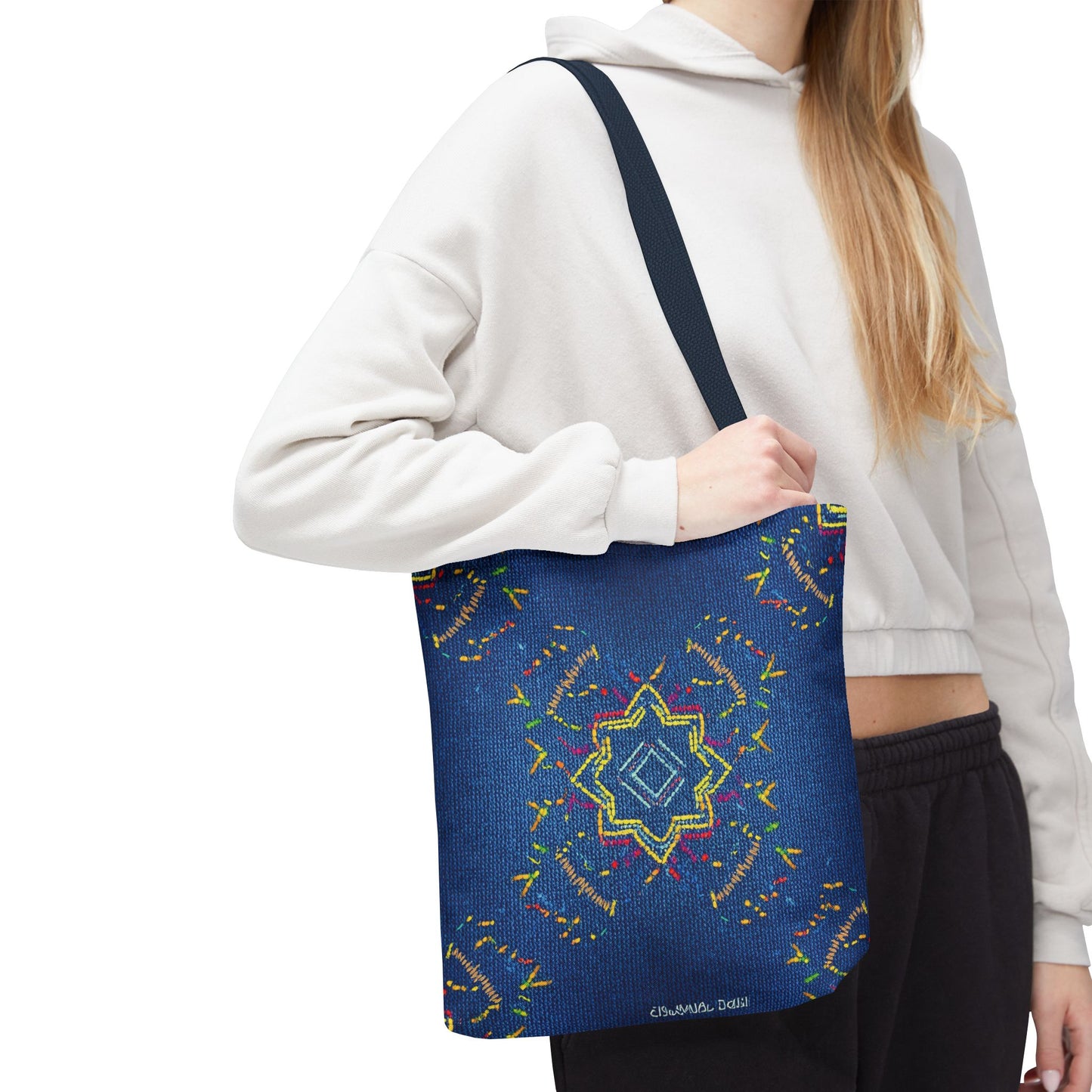 Diwali Graphic Denim Fabric Imitation Print Unisex Canvas Bag Poly Spun 3 Sizes Tote Bag 205-16