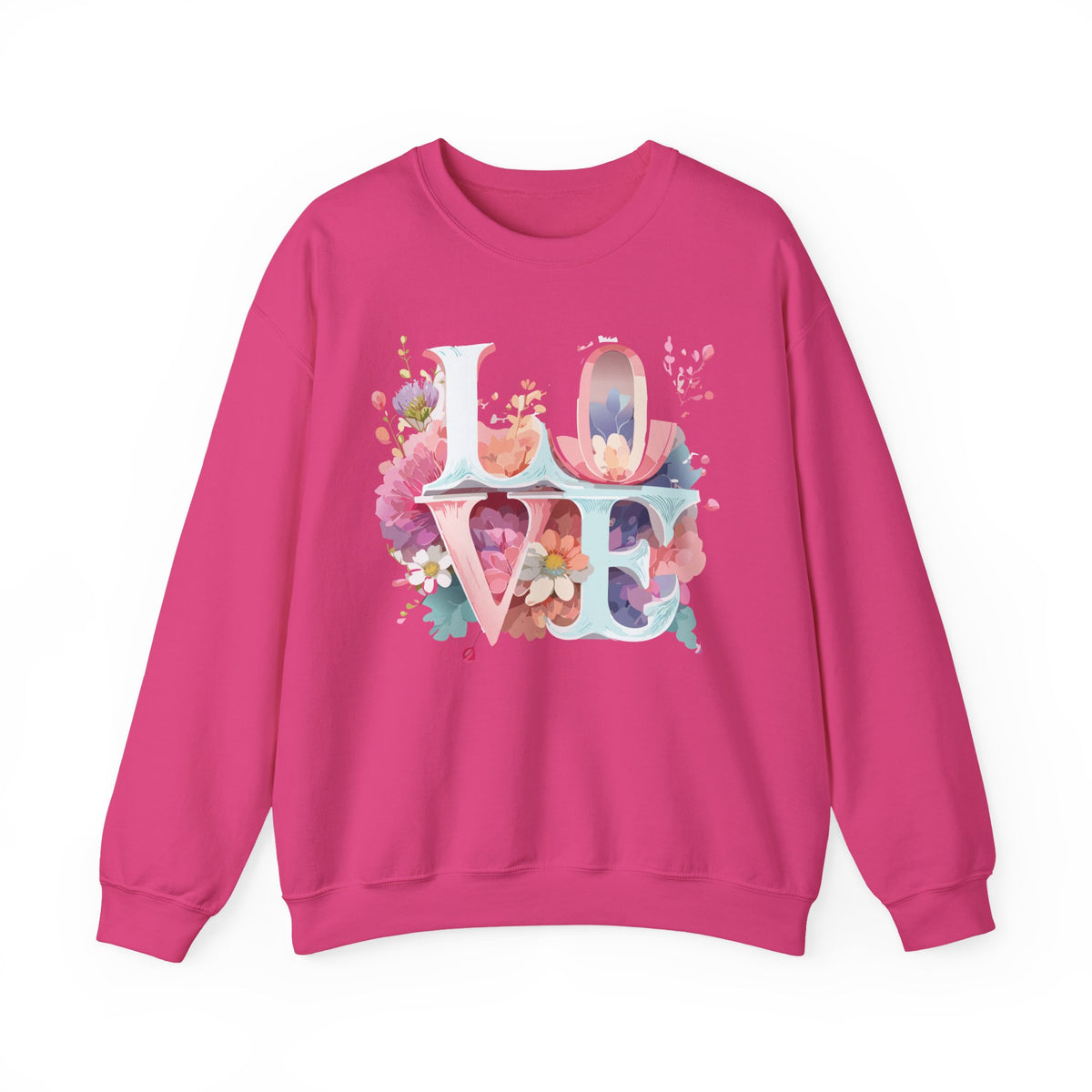 Floral Love Graphic Valentine's Day Sweatshirt Unisex 50/50 Cotton-Poly Sweatshirt w61