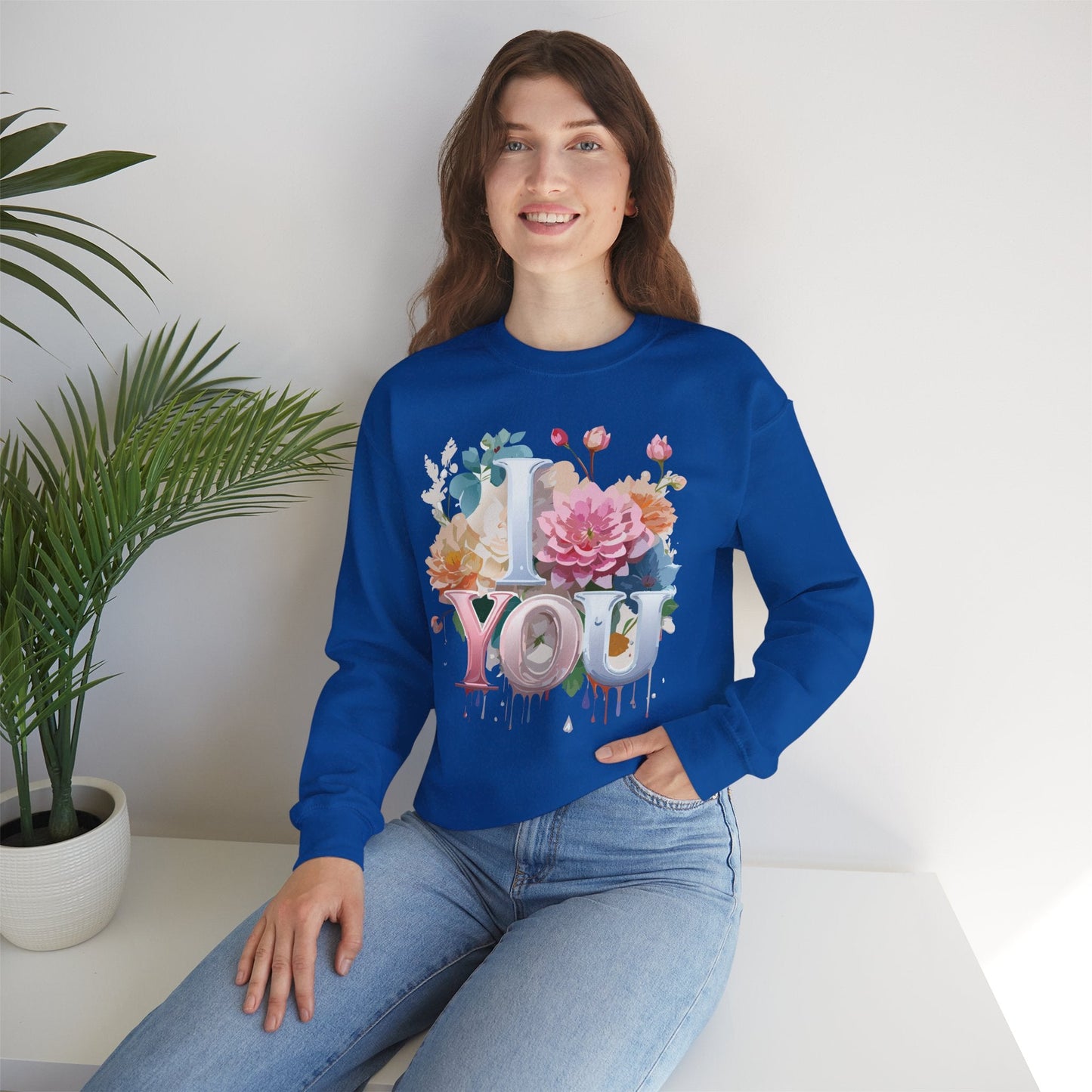 Floral Love Sweatshirt Valentines Day Unisex Crewneck Cozy Flower Design For All Season Wear