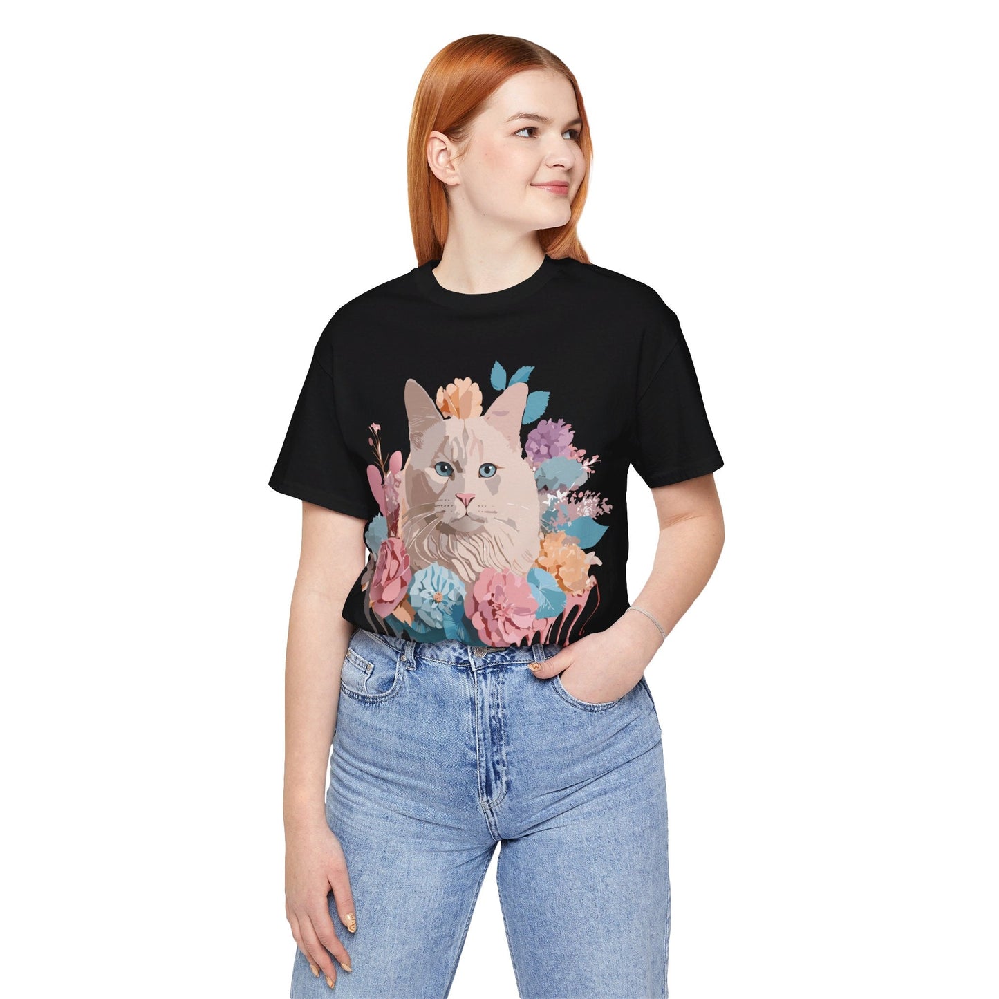 Cat Graphic Tee Unisex Short Sleeve Shirt By Adelpha Vintage Art Design