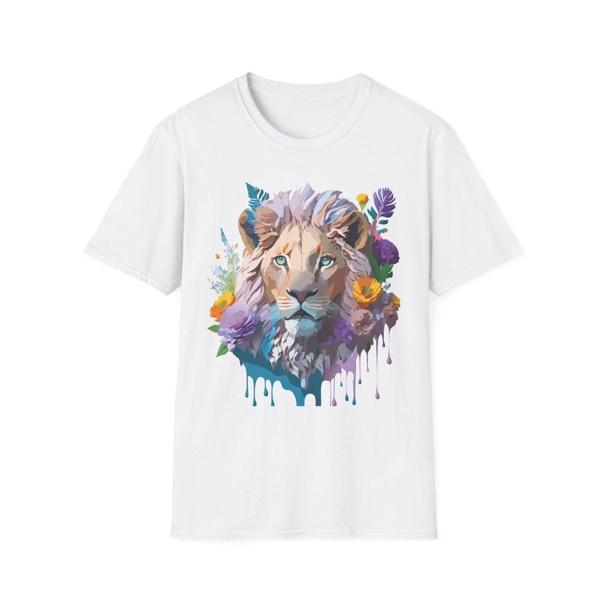 Watercolor Lion Face T-Shirt | Floral Safari Animal Tee