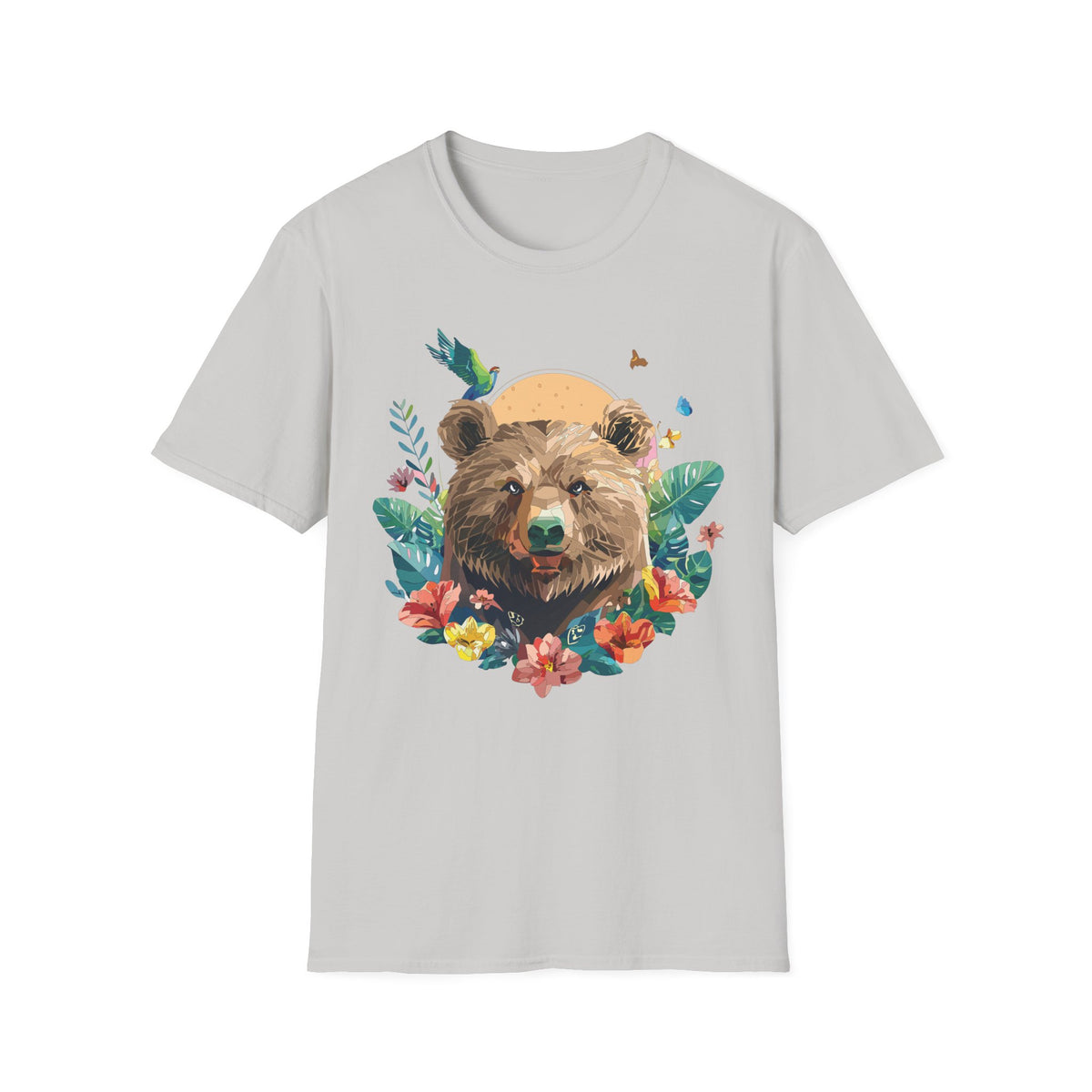 Watercolor Bear Sunflower T-Shirt | Floral Forest Wildlife Tee