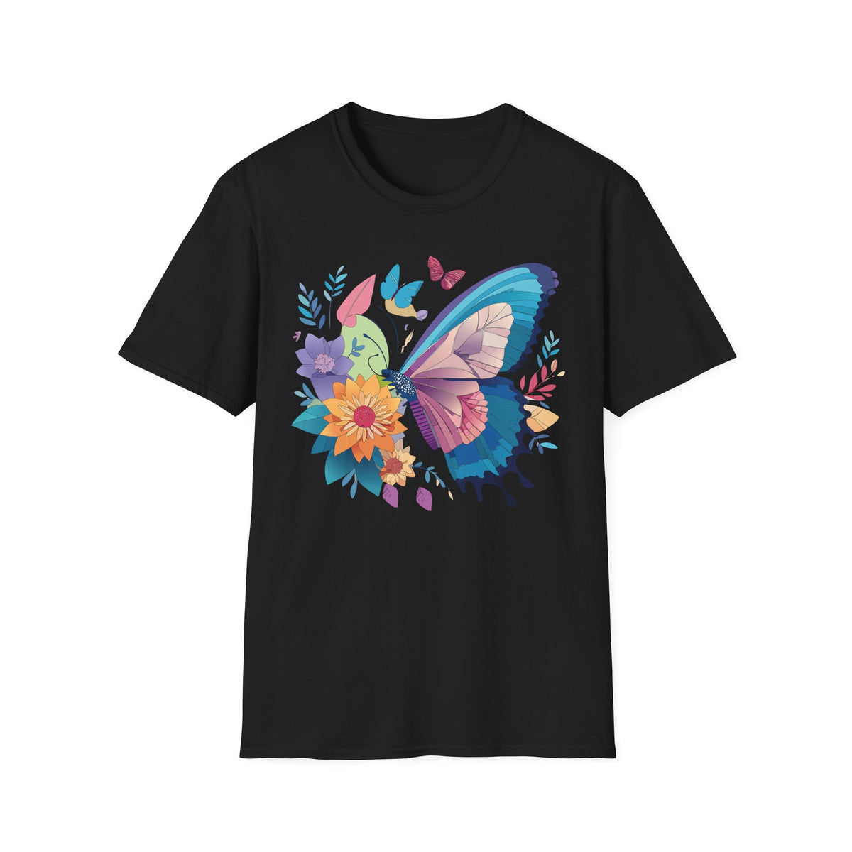 Watercolor Butterfly Floral Graphic Design Unisex 100 Cotton Gildan T-Shirt