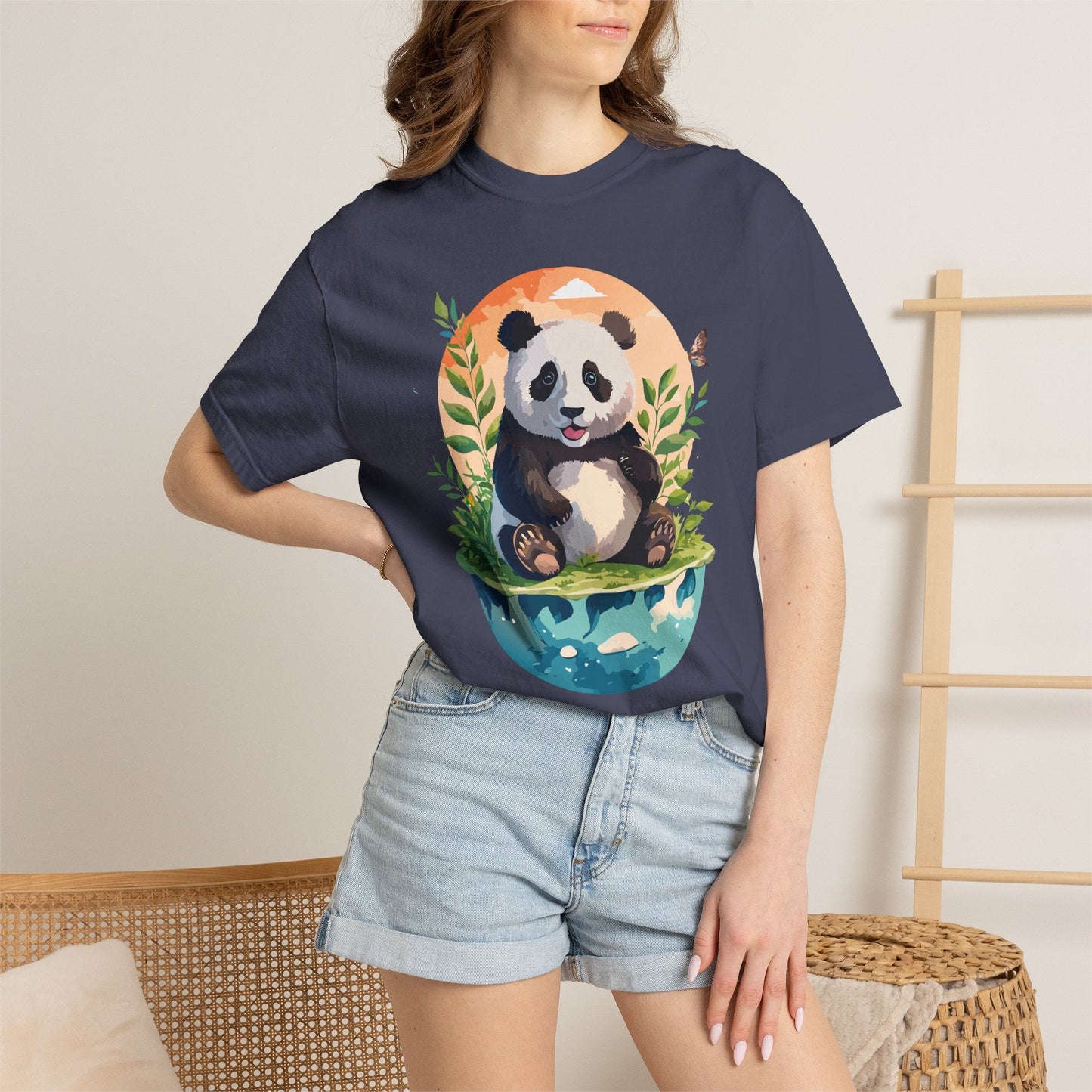 Panda Portrait Graphic T-Shirt Unisex Cotton Floral Animal Art Tee pp4