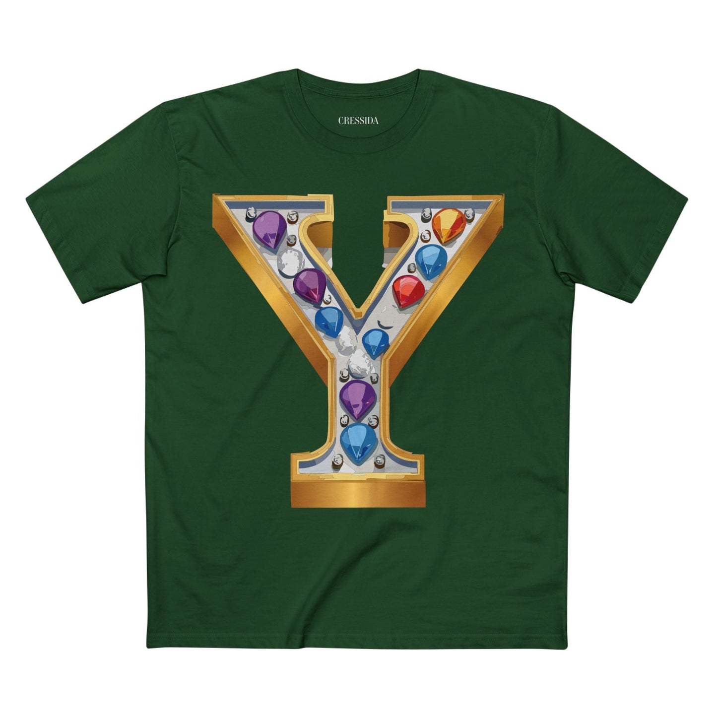 Letter Y Graphic Design Tee Unisex 100 Cotton With Antique Gold Letters Artwork T-Shirt