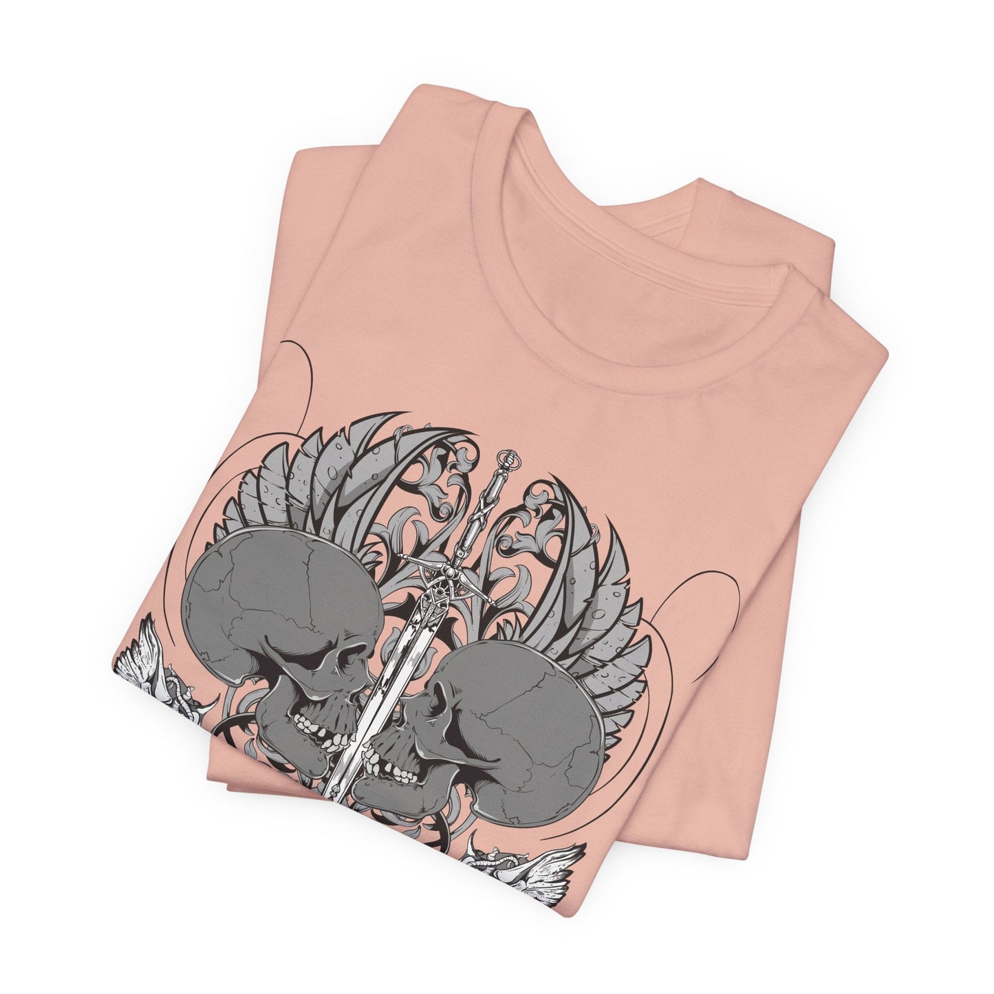 Honor Loyalty crest tee Gothic heraldry skulls wings emblem Art-48