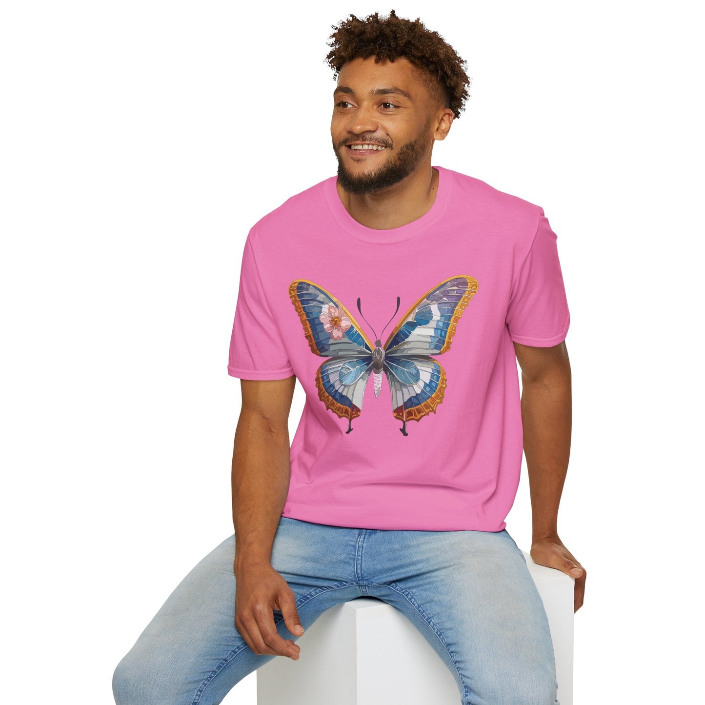 Unisex Butterfly Shirt Softstyle Tee 100 Percent Ring Spun Cotton Monarch Print Tee