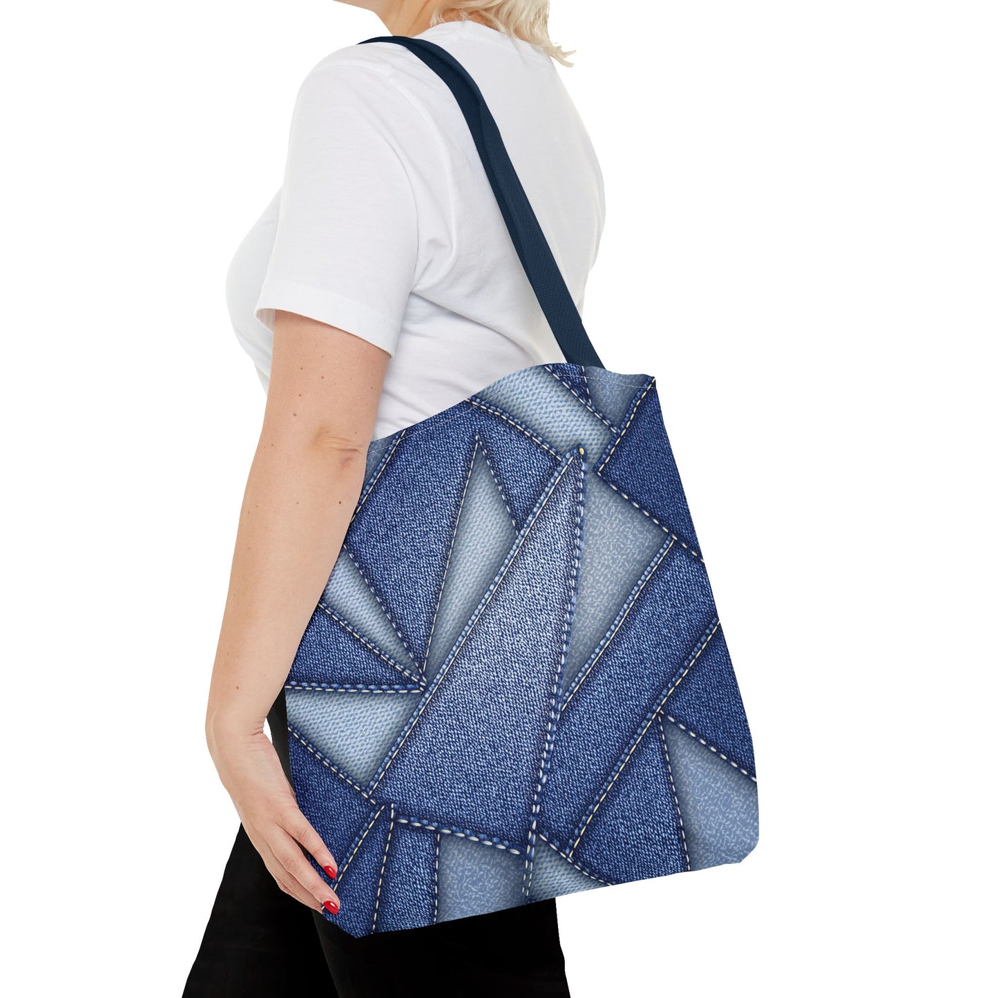 Denim Fabric Imitation Print Unisex Canvas Bag Poly Spun 3 Sizes Tote Bag 111