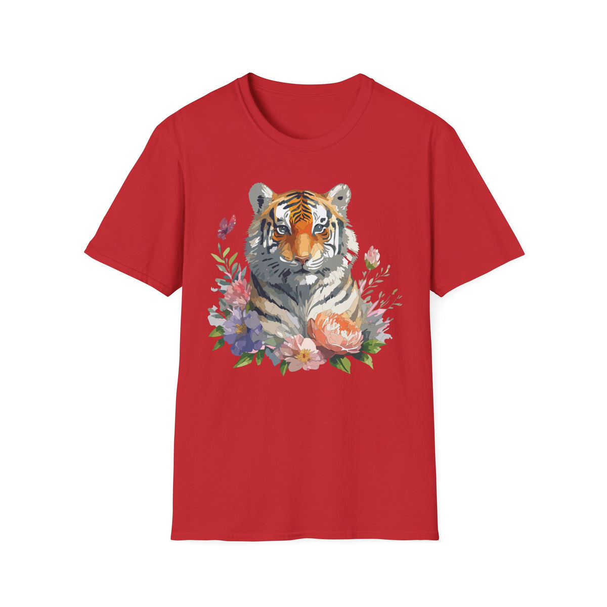 Watercolor Tiger Floral T-Shirt | Tiger Portrait Tee
