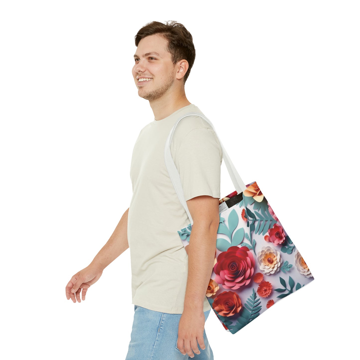 Canvastasche mit floralen Prints 