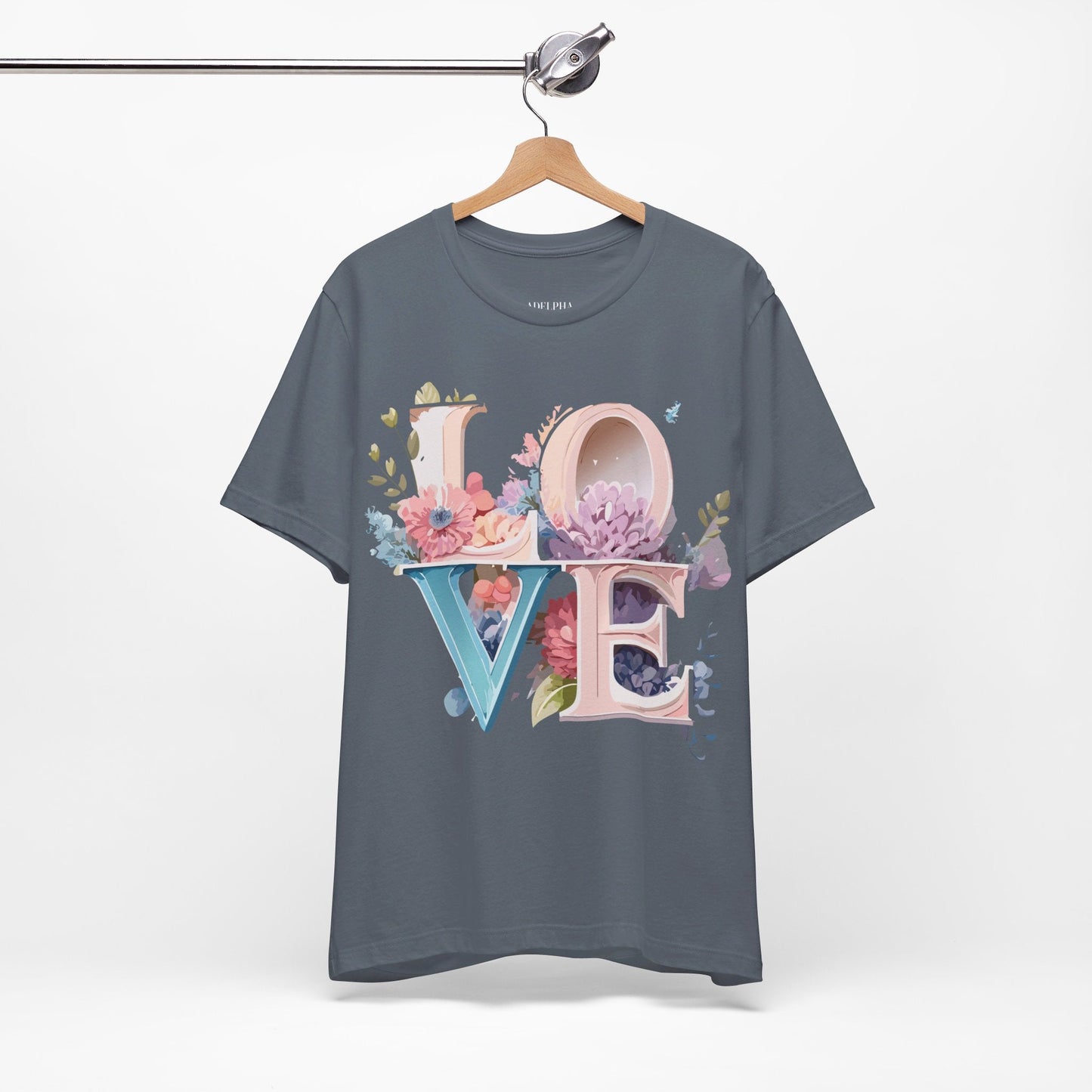 Valentine Day Graphic Unisex 100 Cotton Vintage Artwork with Love and Flower Design Tee 42