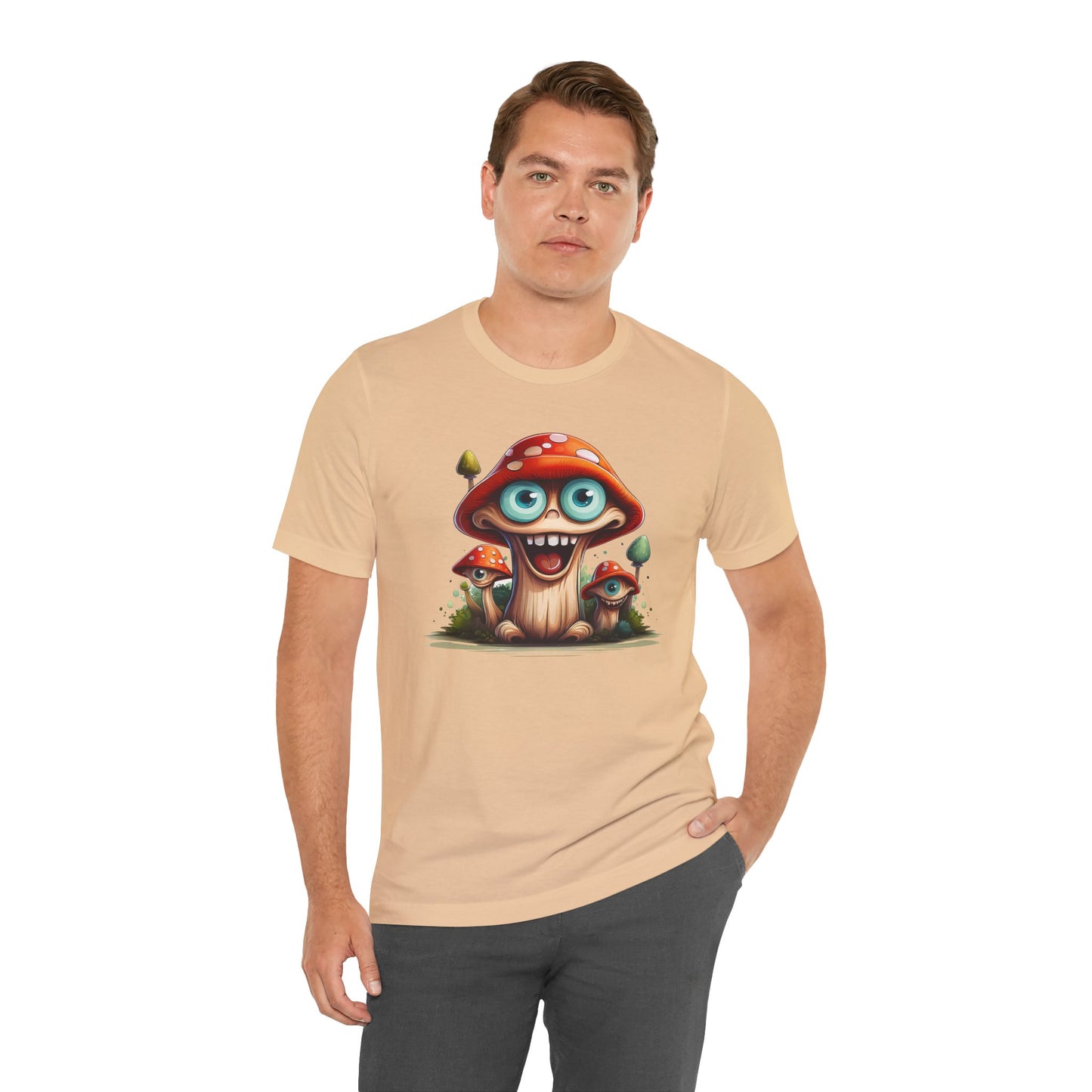Cute Mushroom Graphic Tee, Fun Cartoon Shirt, Funny Mushroom Shirt, Cute Cartoon Tees, Graphic T-Shirt, Art Design T-Shirt