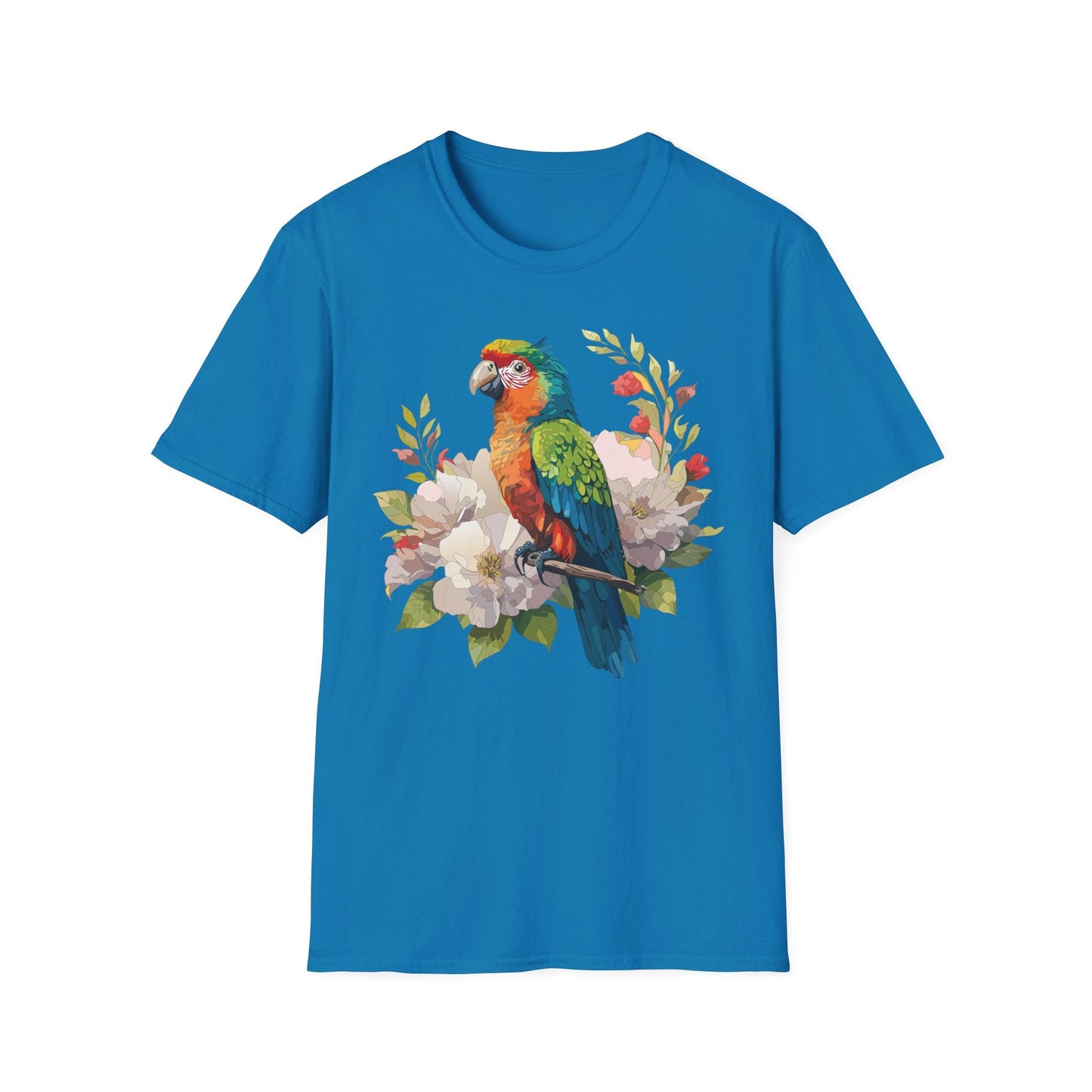 Floral Bird T Shirt Unisex Softstyle Gildan 64000 Graphic Tee With Animal Design
