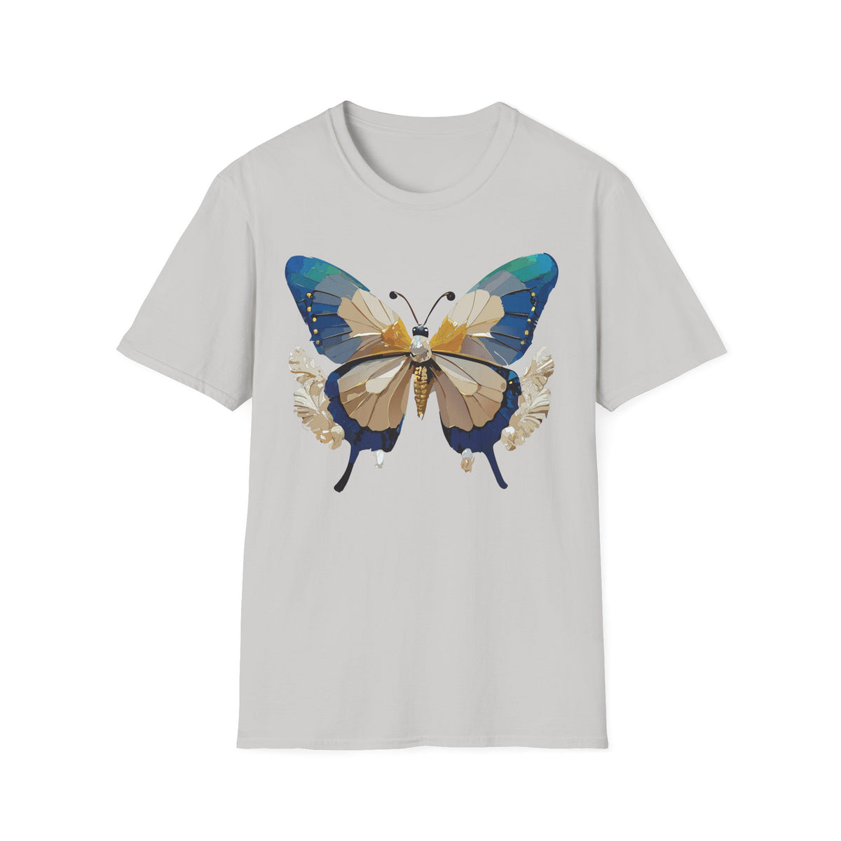 Butterfly Graphic T-Shirt — Earth Tone Floral Wing Design Graphic Tee Unisex 100 Cotton Gildan T-Shirt