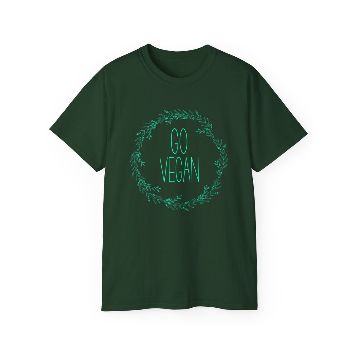 Go Vegan Wreath Tee | Plant-Based Vegan Shirt, Green Botanical Design