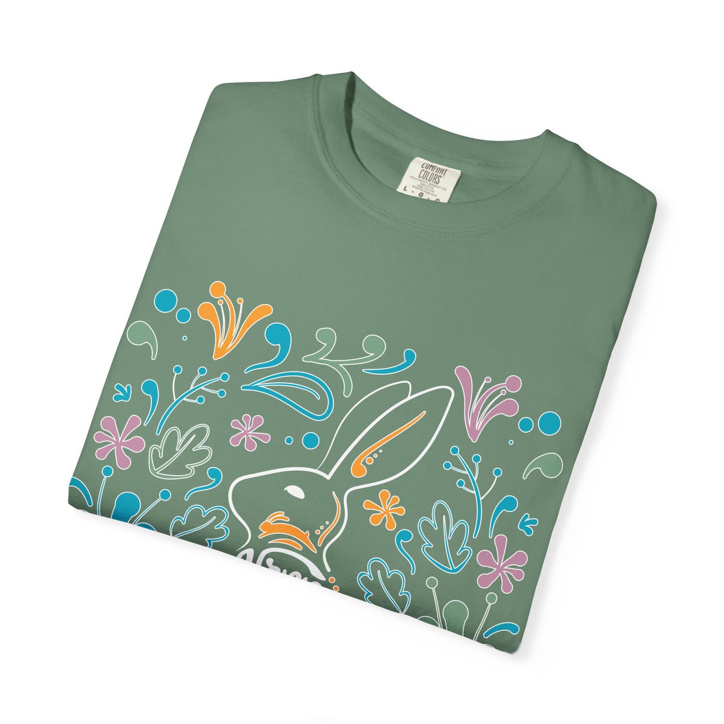 Easter Bunny Floral T-Shirt, Tee Shirt with Easter Signature, T Shirt with Easter Prints, Tee Shirt with Easter Design