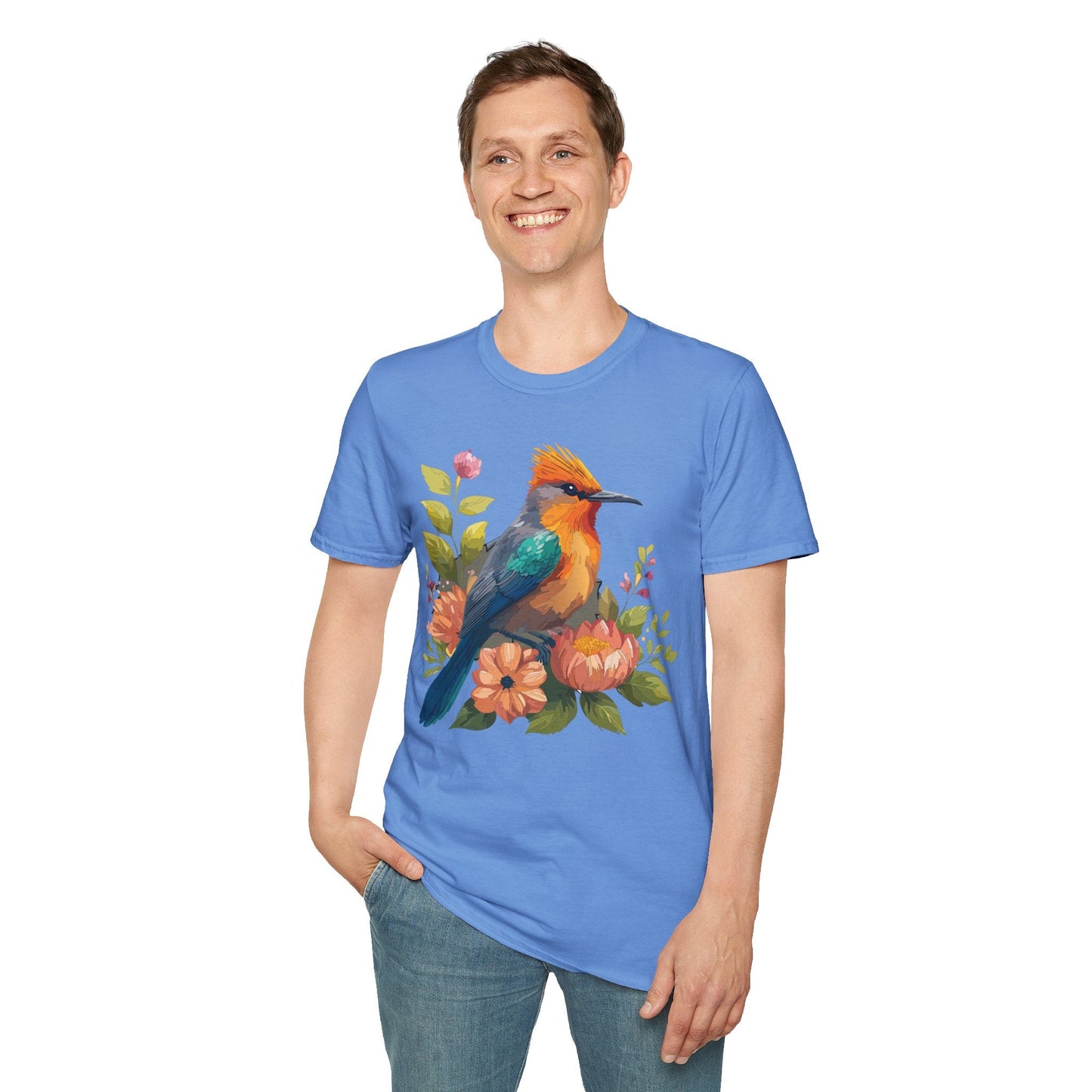 Floral Bird T Shirt For Unisex Wear Gildan Softstyle 64000 100 Percent Cotton Tee