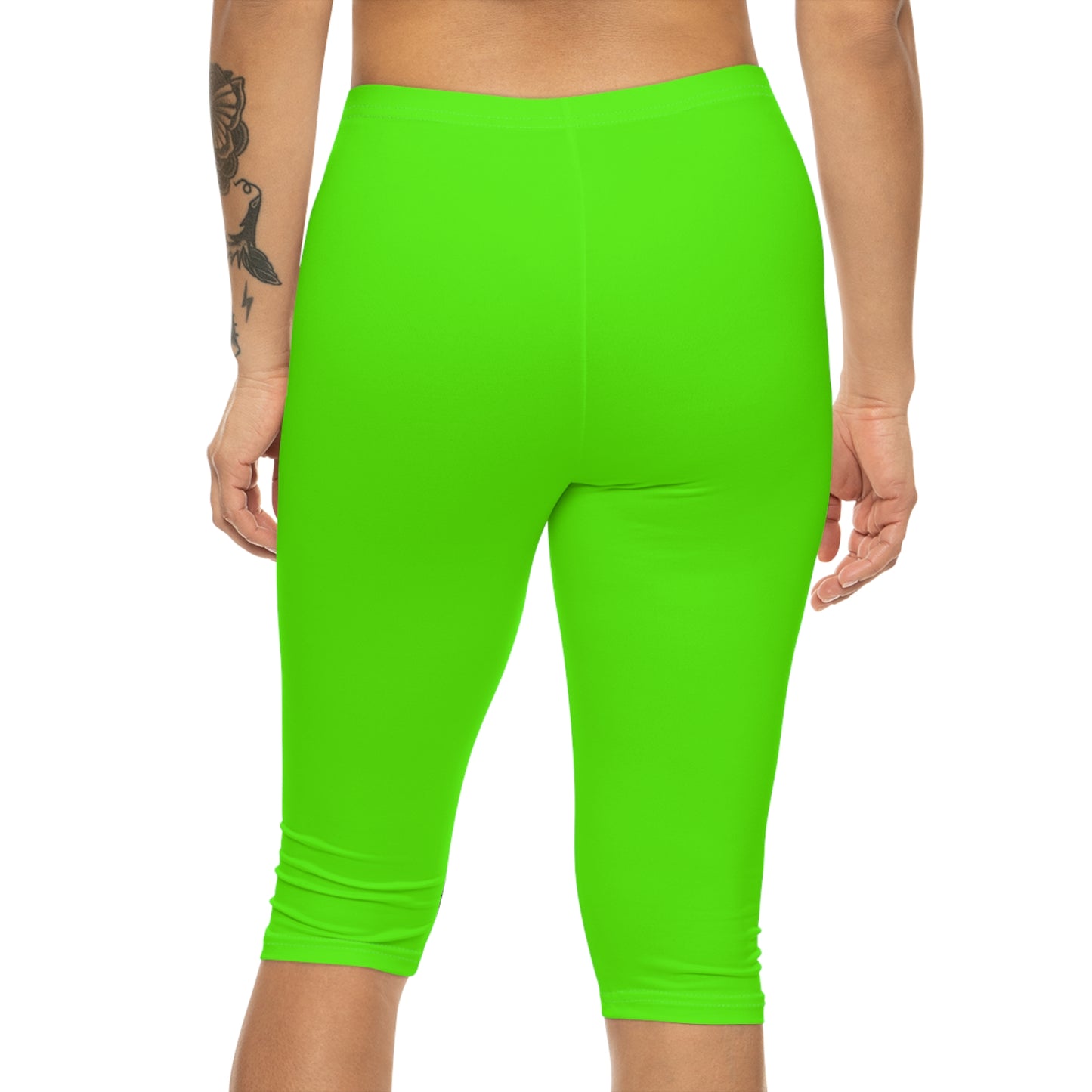 Neon Grass Color Women's Brushed Suede Poly Span Casual Capri Leggings XS-2XL