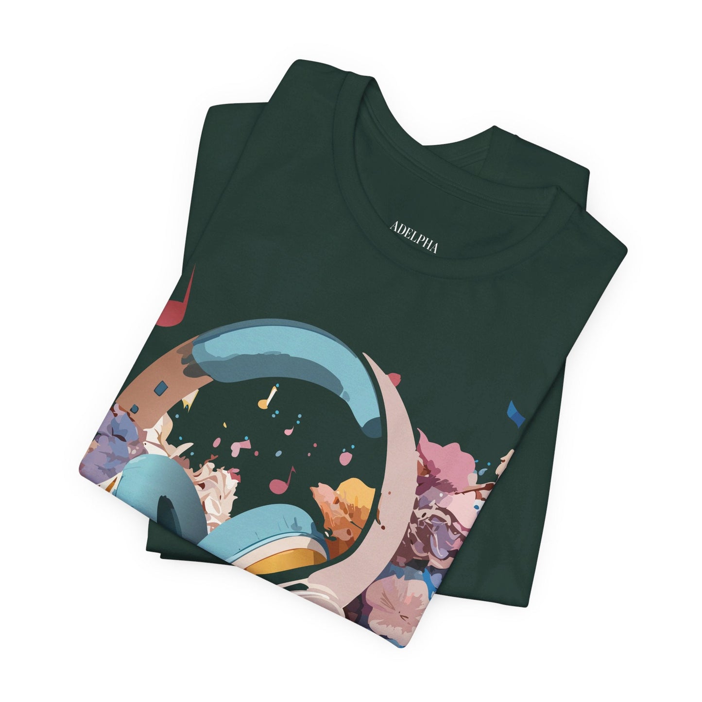 Music Graphic Unisex 100 Cotton Vintage Art with Musical Elements Tee 1