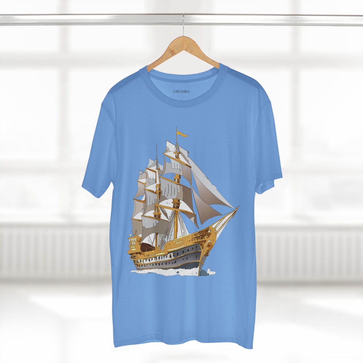 Ship Graphic Unisex 100 Cotton T-Shirt with Gold Frigate Art Design 19