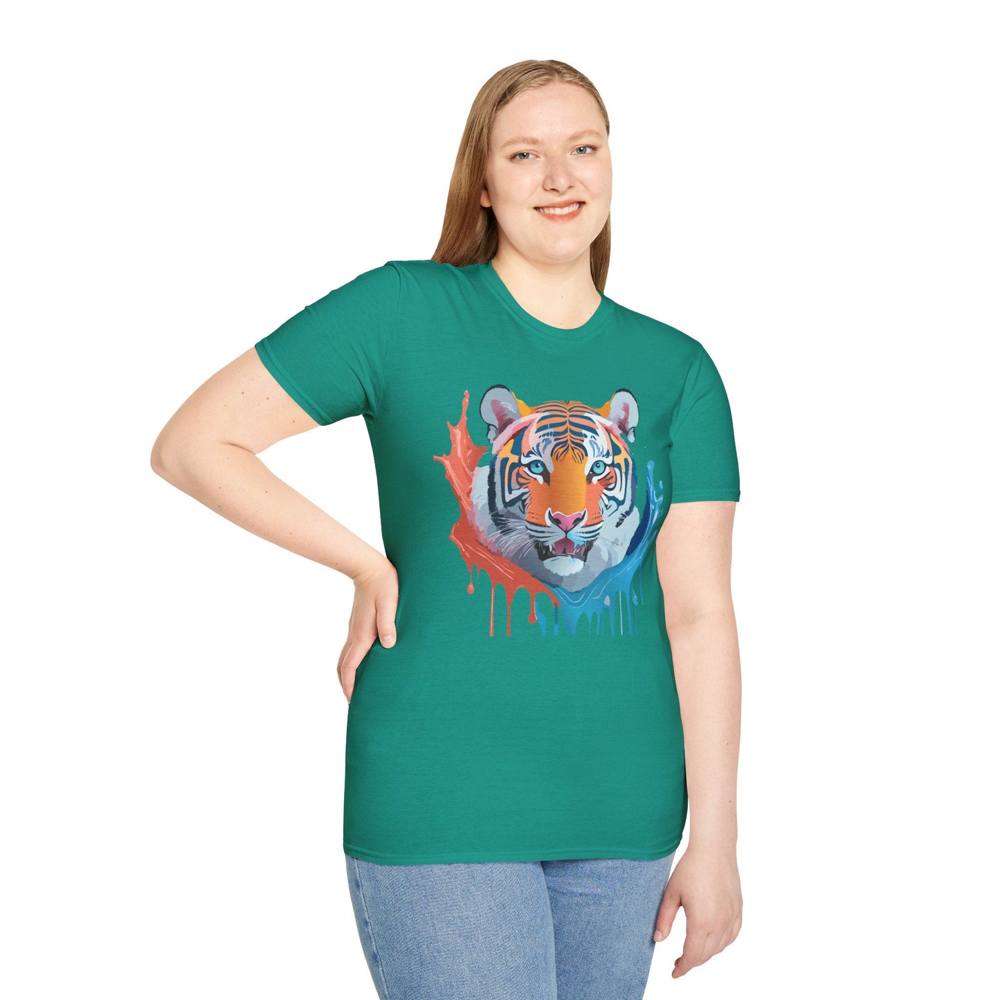 Unisex Tiger Tee Gildan Softstyle Animal Print Shirt Ring Spun Cotton