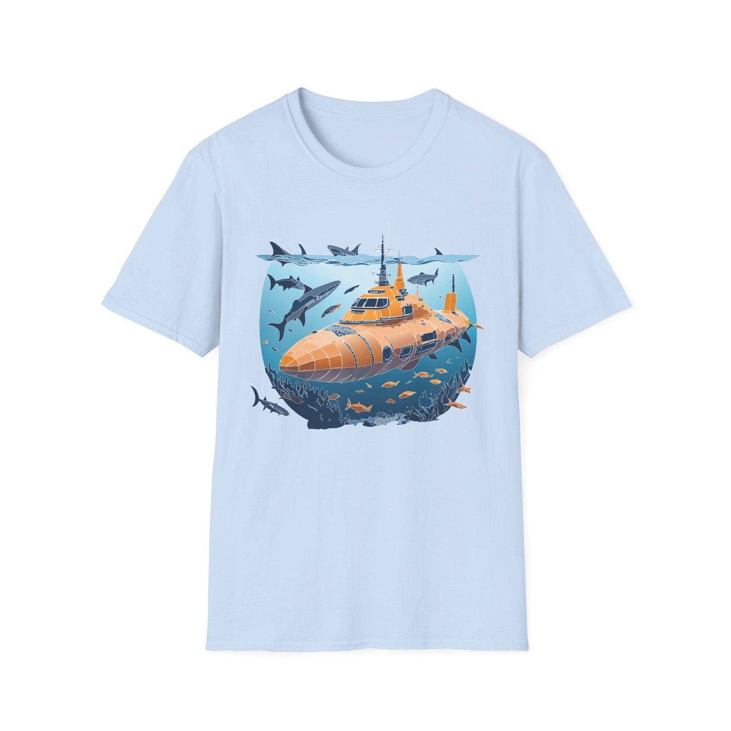 Ocean Graphic Tee Shirt Unisex Softstyle 64000 Gildan Lightweight Breathable Ocean Design U Boat
