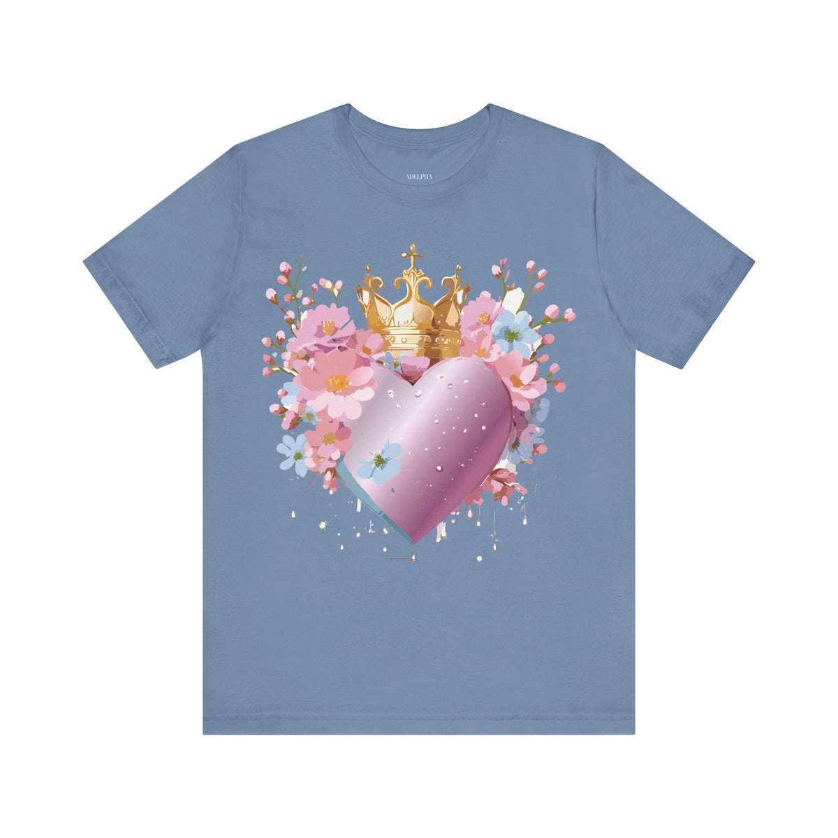 Valentine's Day Graphic Unisex Cotton Bella+Canvas Tee with Floral Art Design d115