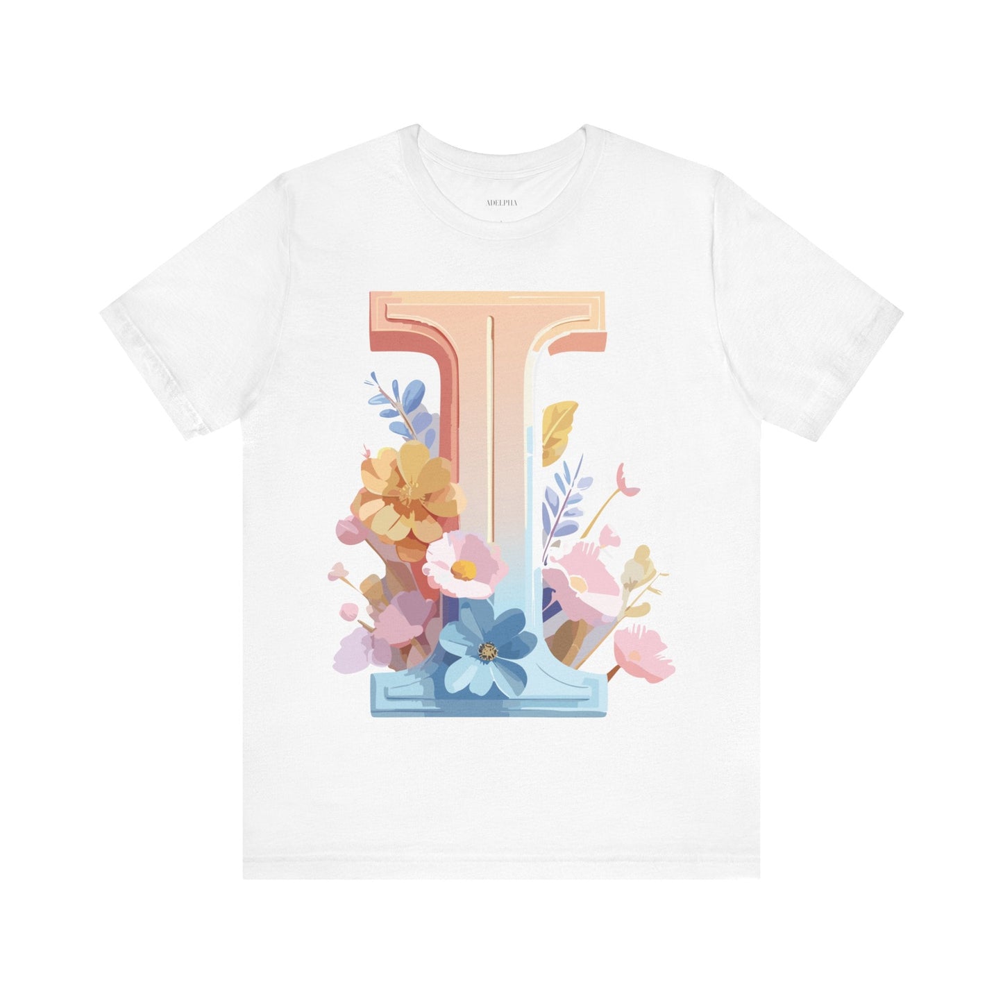 Vintage Inspired Letter I Shirt Unisex Graphic Tee Short Sleeve by Adelpha Premium