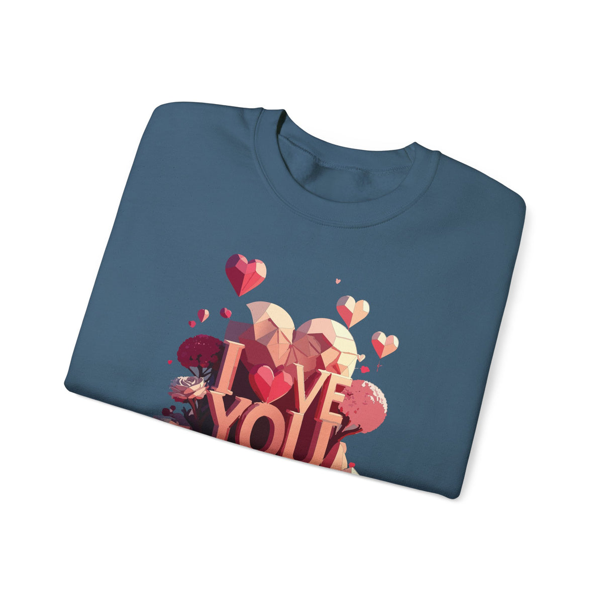 Unisex Big Heart Love Sweatshirt, Love Heart Sweatshirt, Floral Love Sweatshirt, 50/50 Cotton-Poly Valentine's Day Sweatshirt 10