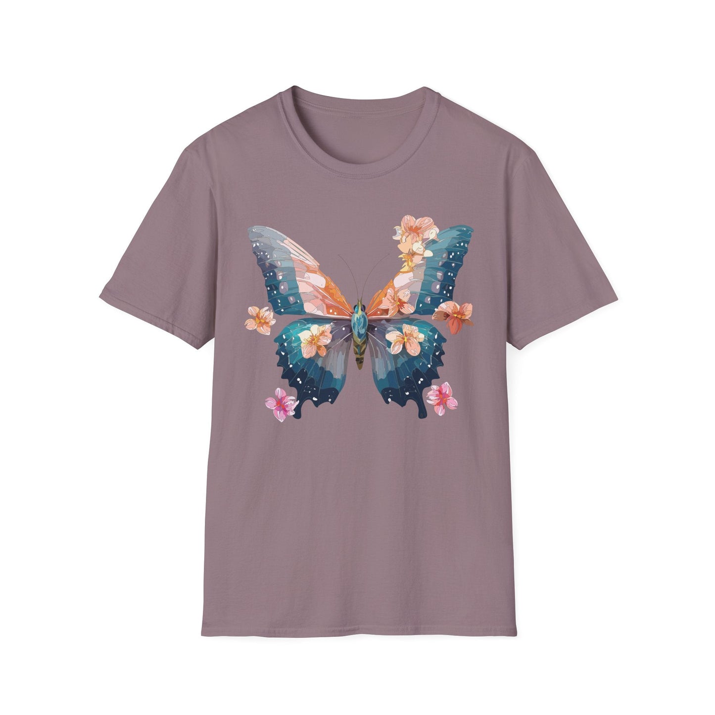Butterfly Shirt Unisex T Shirt Monarch Print Gildan Softstyle 64000 Ring Spun Cotton Tee
