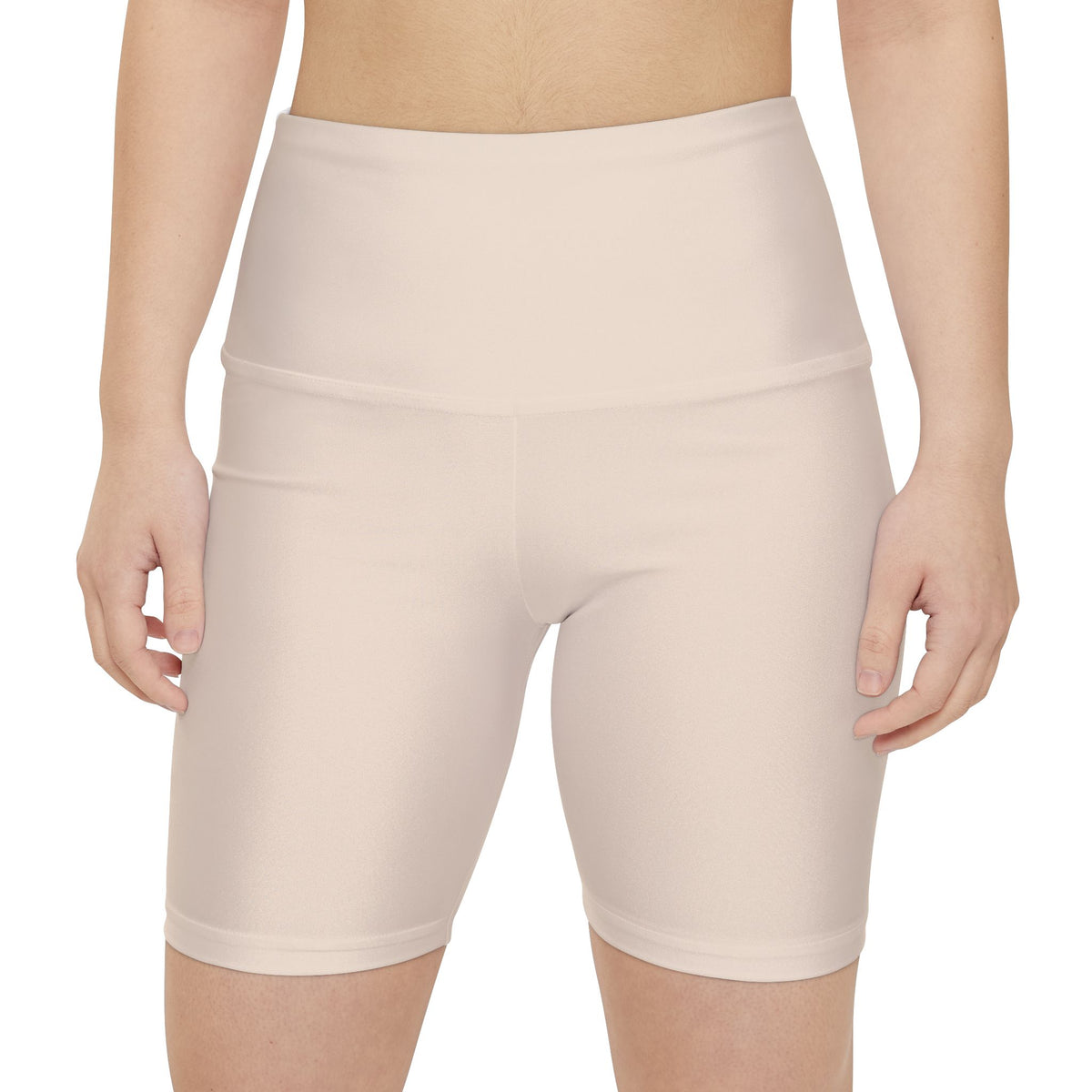 Almond Cream Beige High Waist Bike Shorts | Workout Shorts, AOP Ready