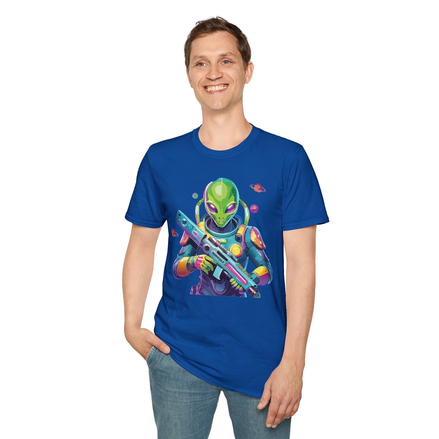 Alien Graphic Unisex Cotton Softstyle UFO Artwork Tee 8