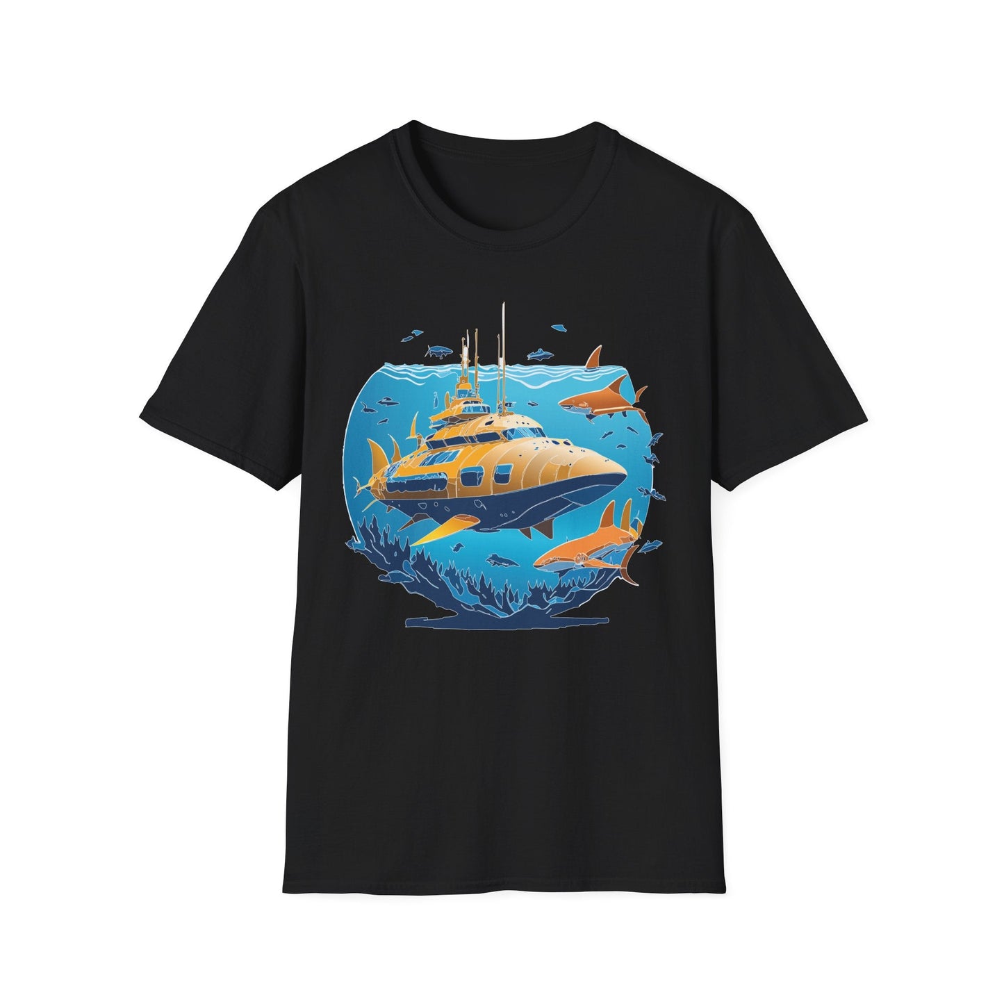 Ocean T Shirt Unisex Gildan Softstyle 64000 100 Percent Cotton Ring Spun U Boat Design Graphic
